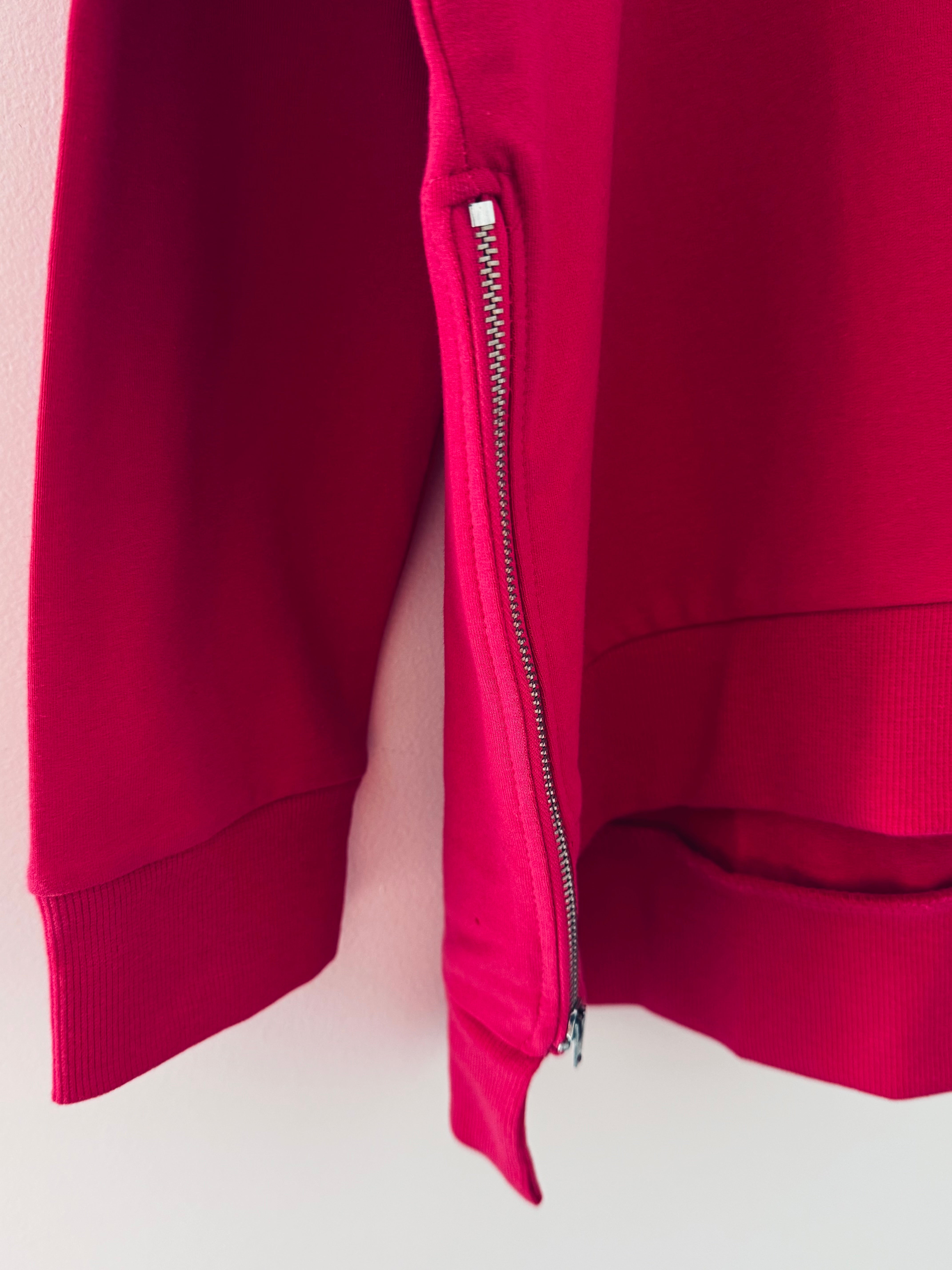 Vintage Zipped Sweatshirt in Raspberry