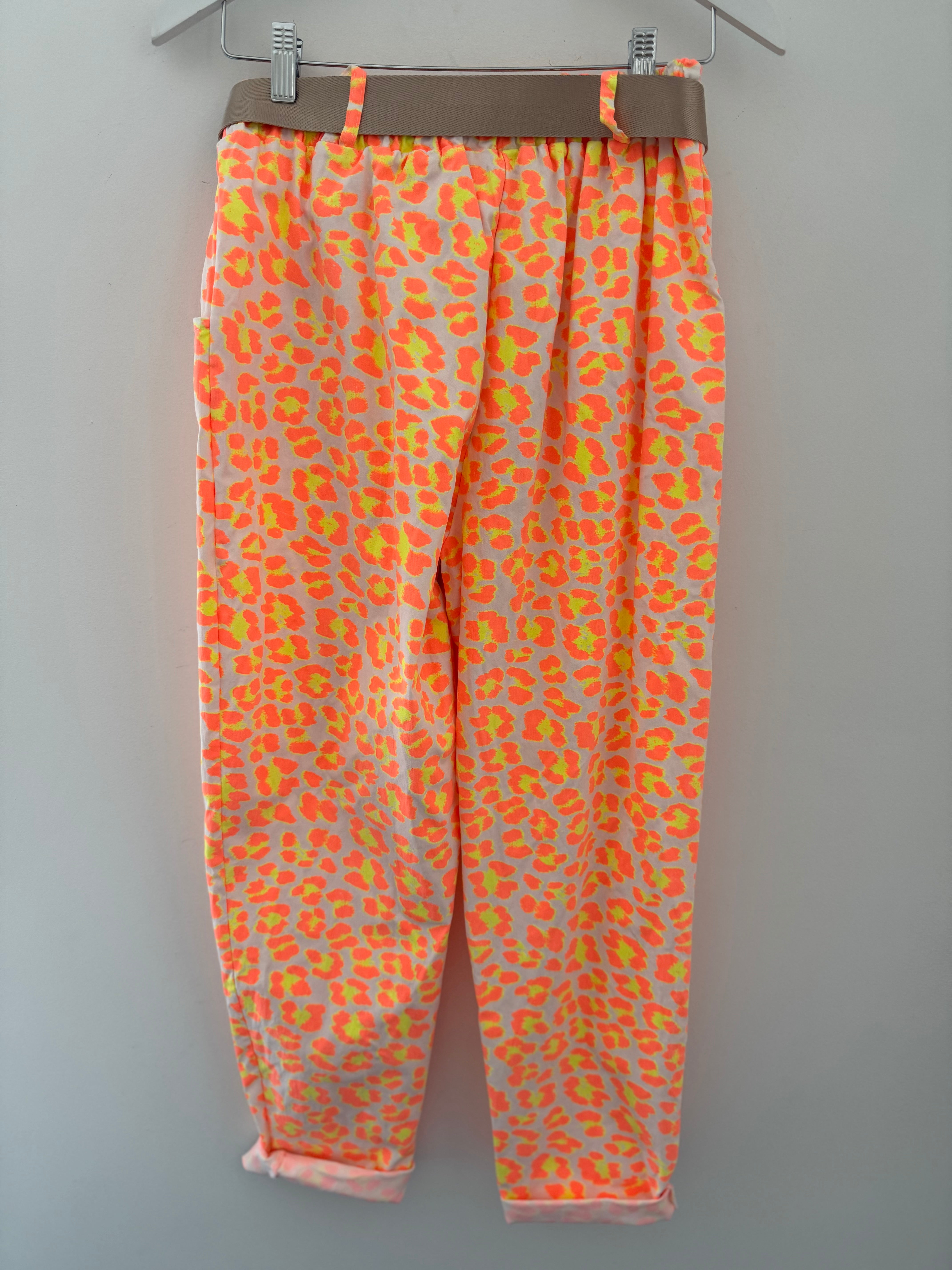 Barrel Leg Super Stretch Joggers in Orange & Citrus Leopard