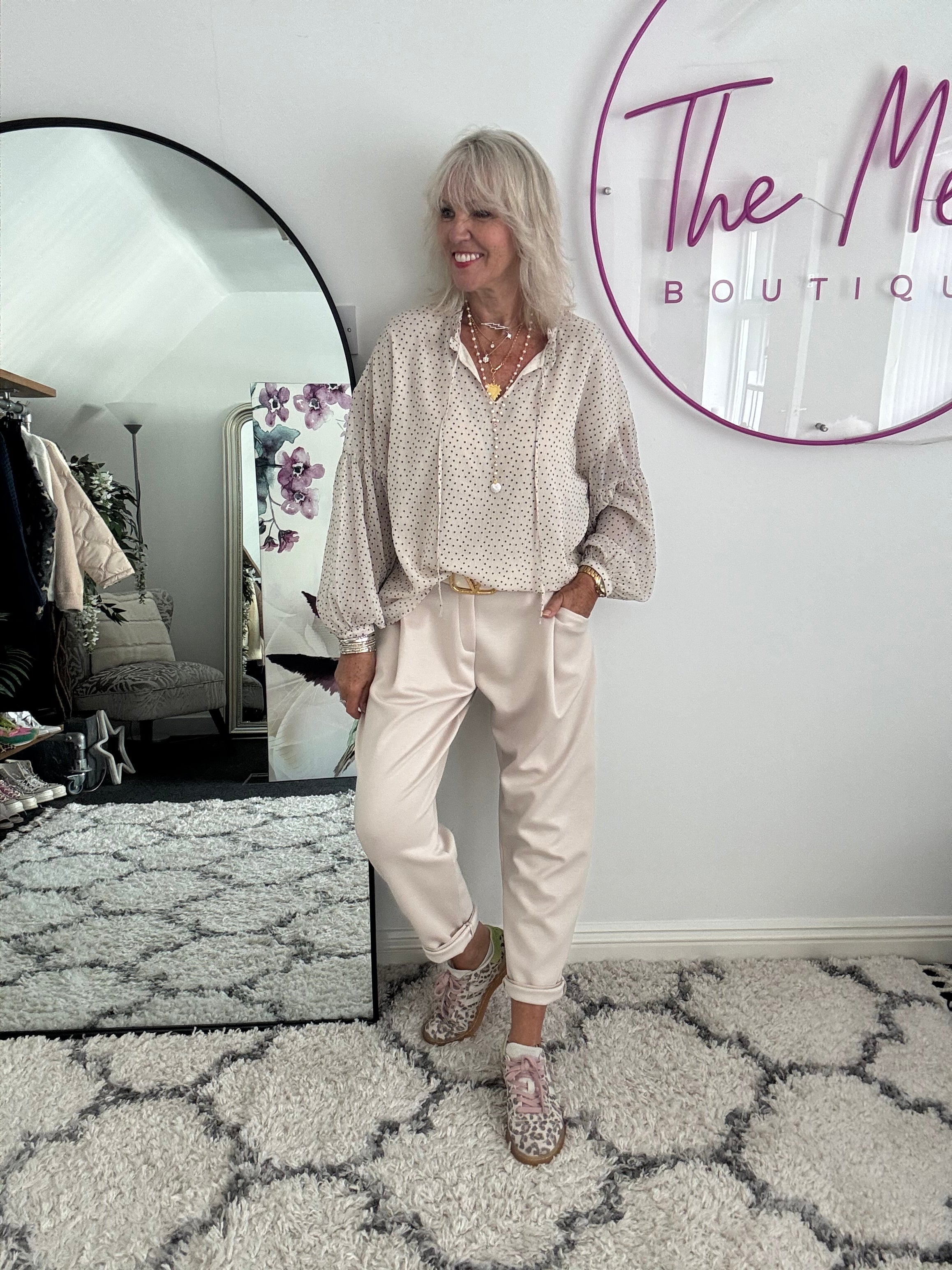 Polkadot Blouse in Ecru