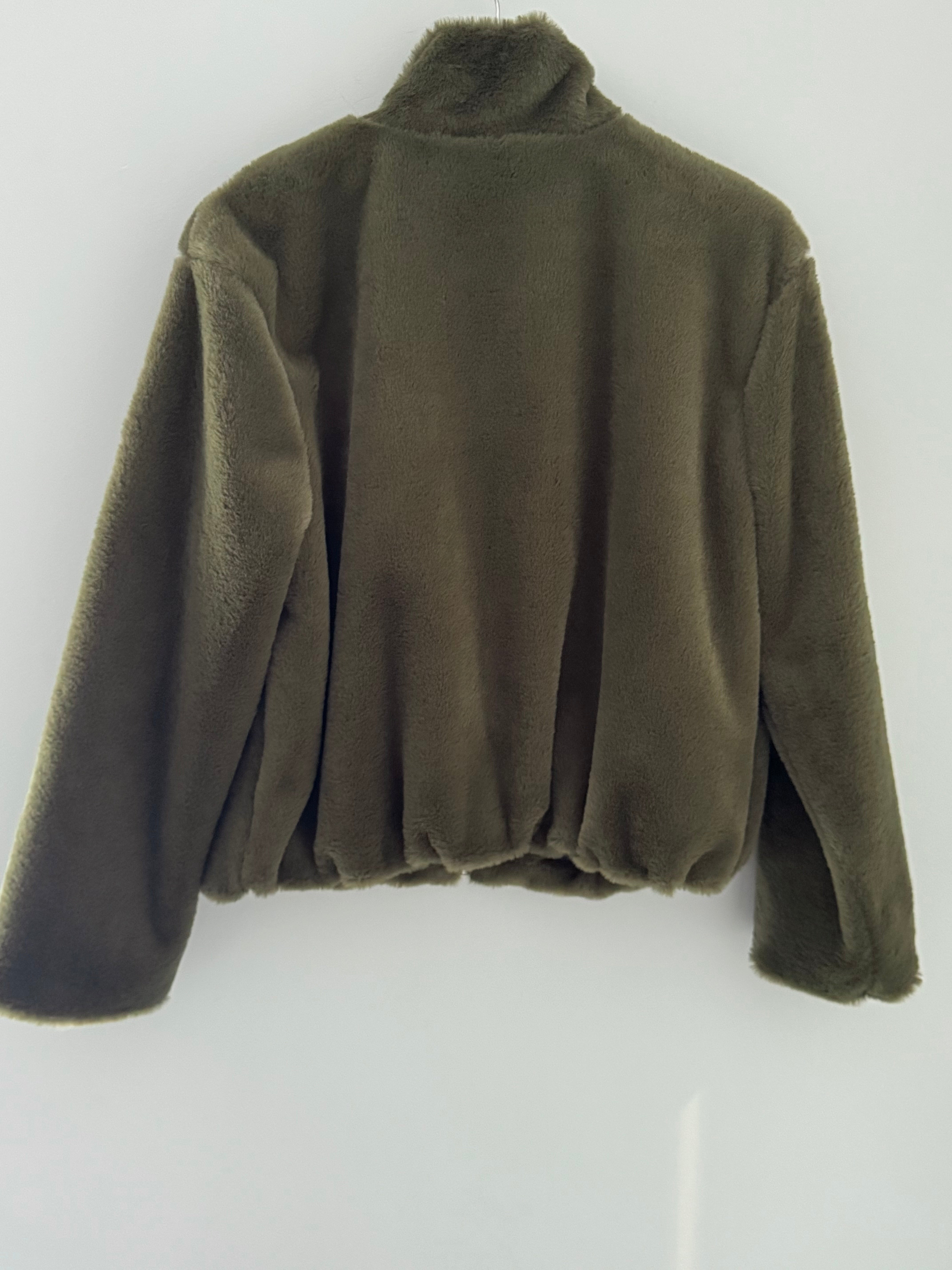 Faux Fur Jacket in Khaki