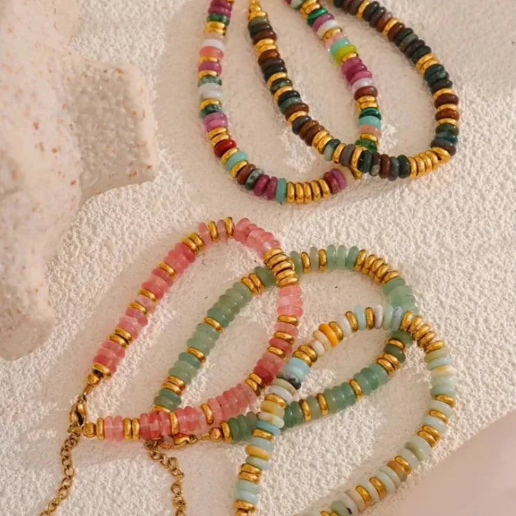 Semi Precious Rainbow Bead Bracelet