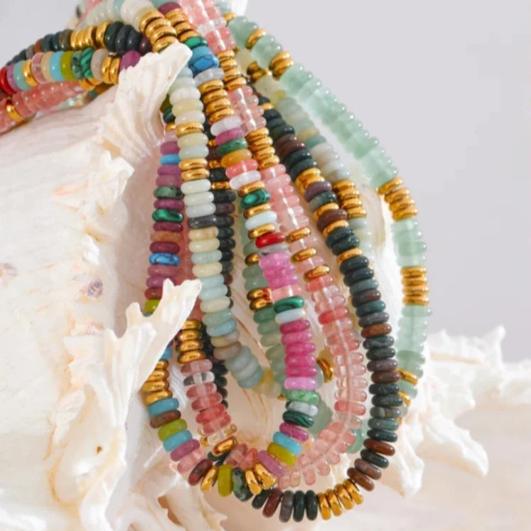 Semi Precious Rainbow Bead Necklace