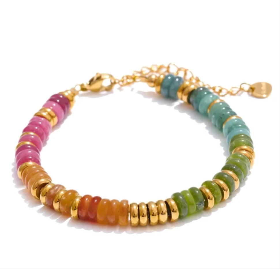 Semi Precious Rainbow Bead Bracelet