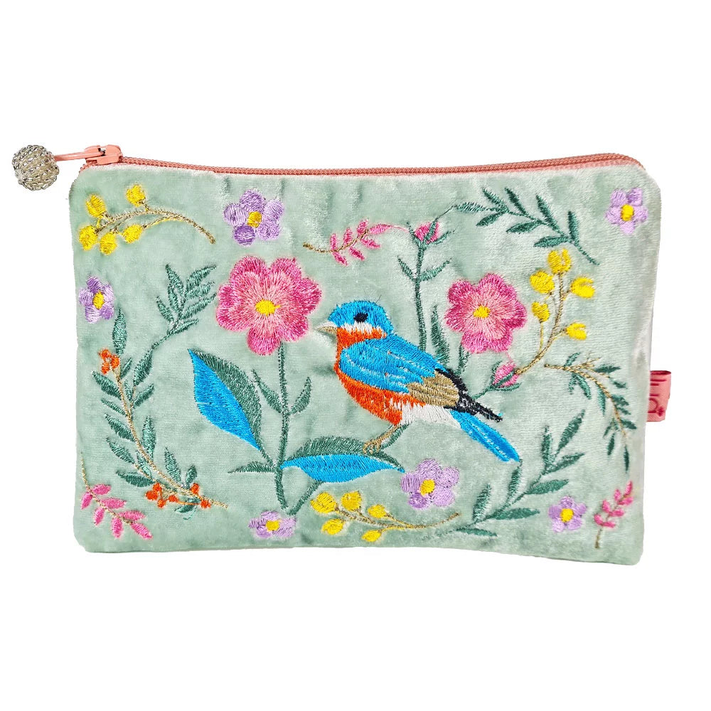 Velvet Embroidered Purse/Cosmetics Bag