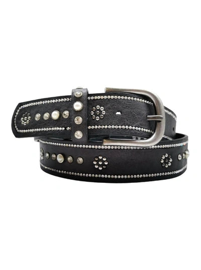 Studded Leather Belt in Dark Grey