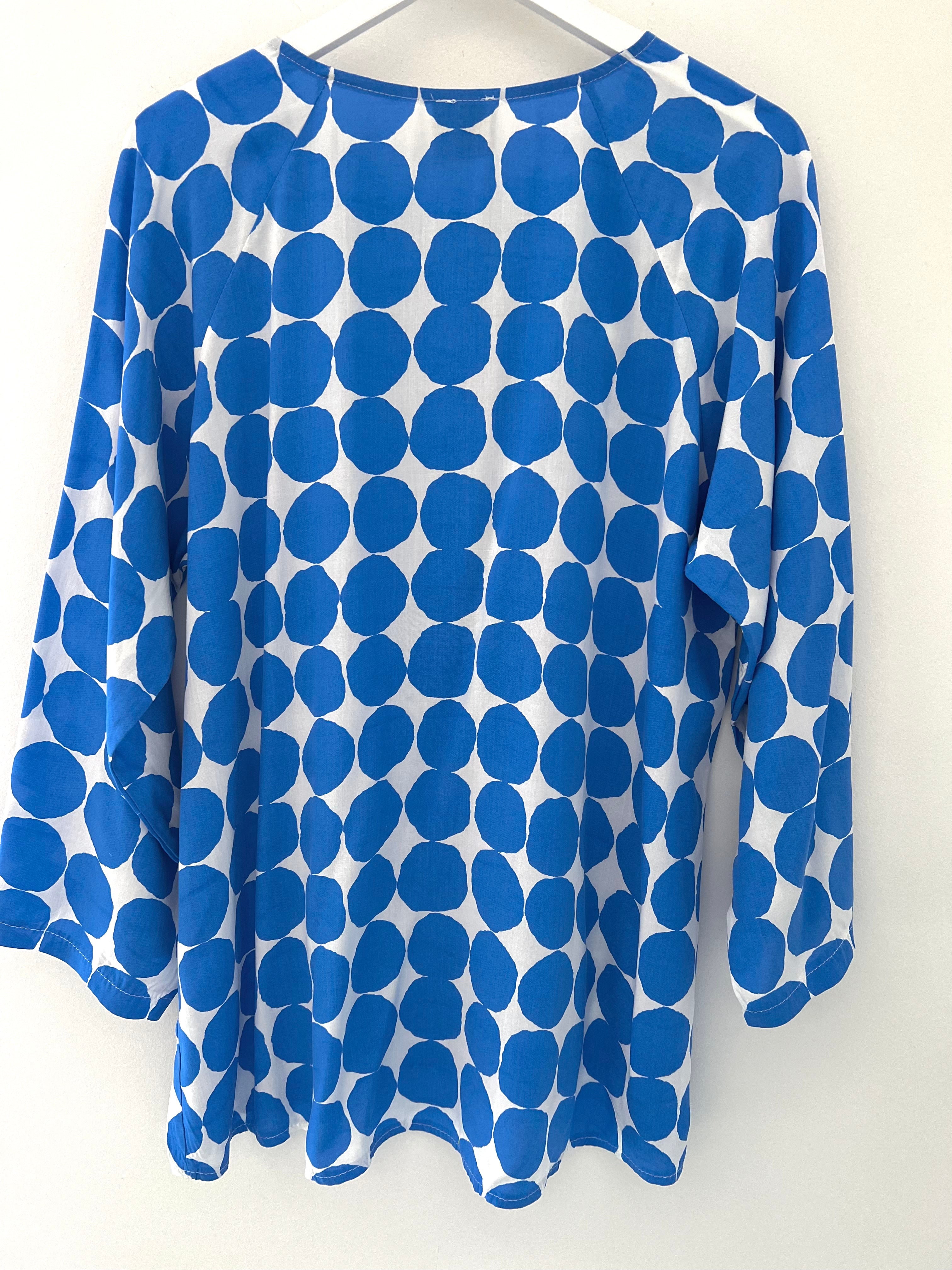 Spot Print Blouse in Blue & White