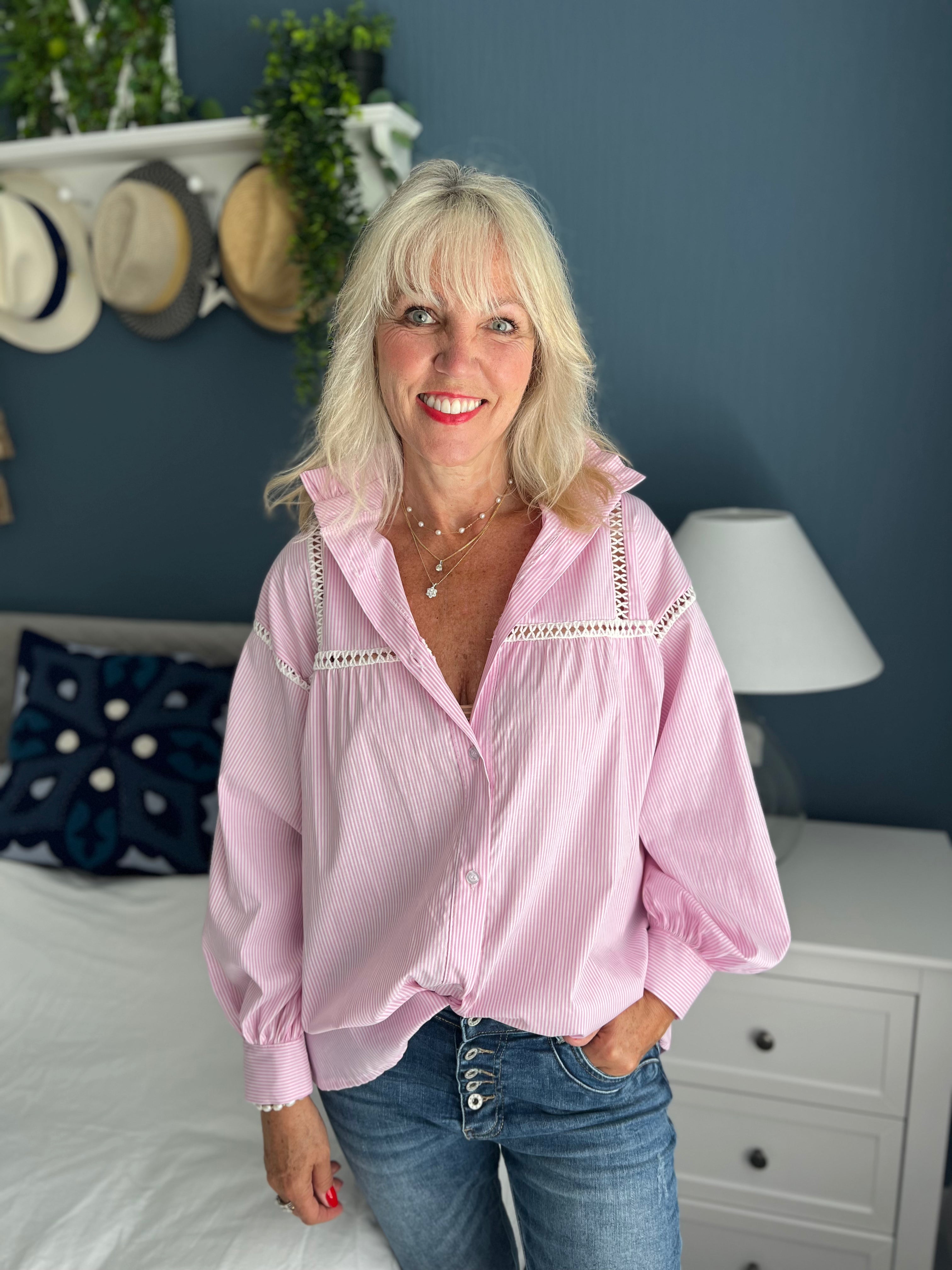 Crisp Pink & White Stripe Shirt