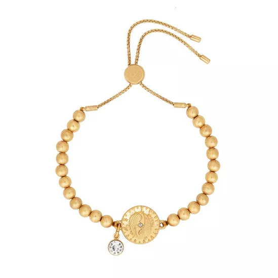 Gold Disk & Diamonte Friendship Bracelet