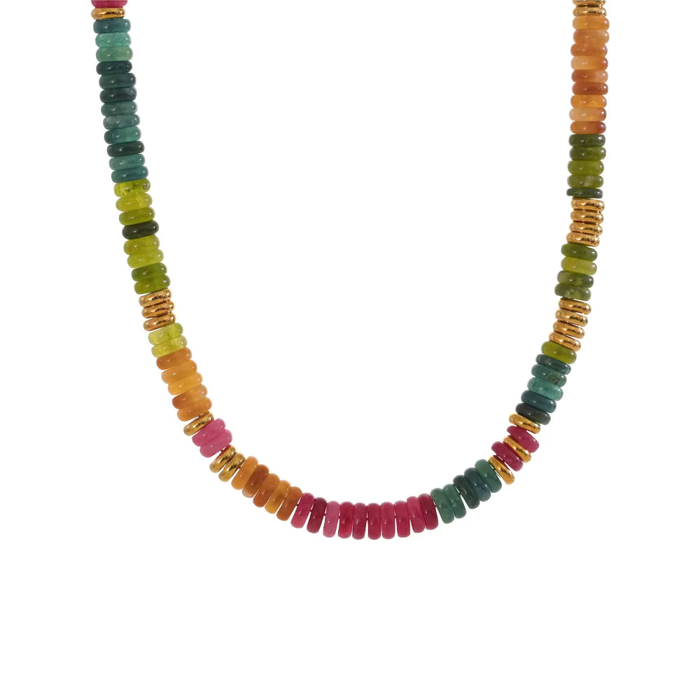 Semi Precious Rainbow Bead Necklace