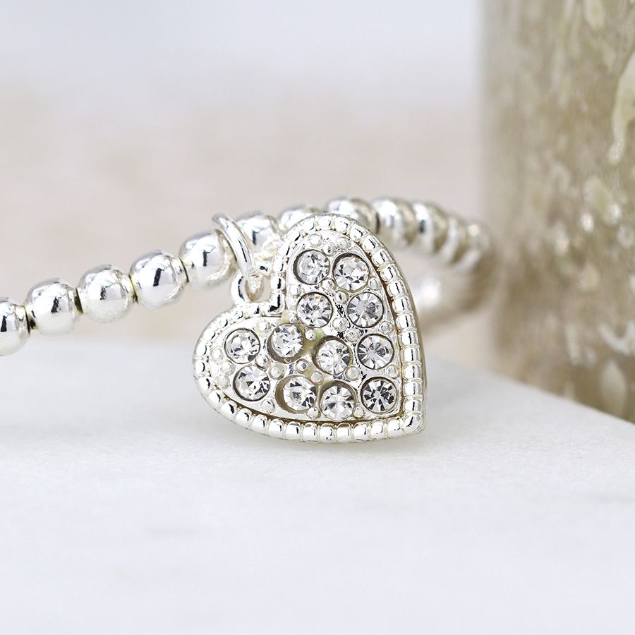 Silver Crystal Heart Bracelet