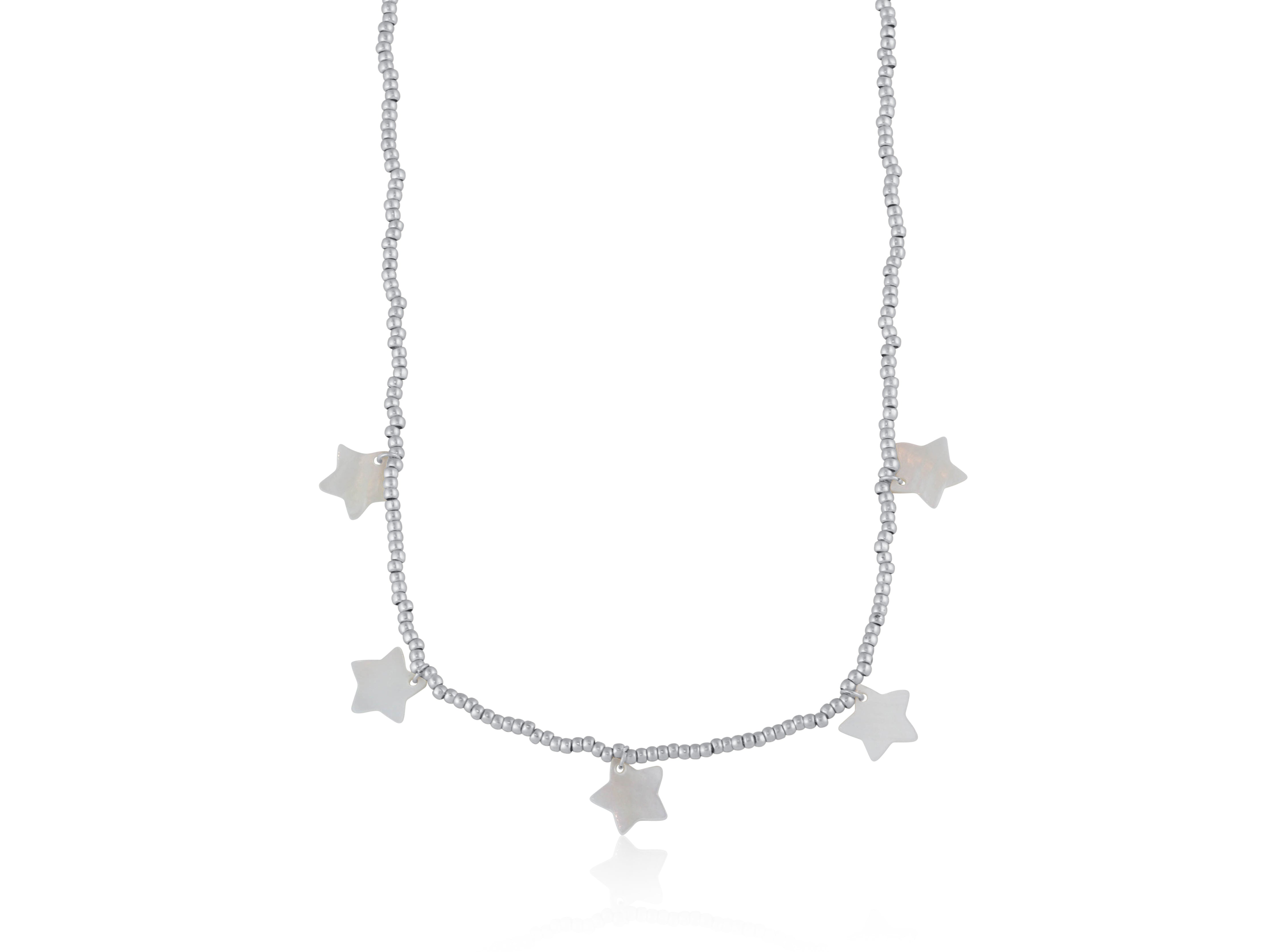 Silver Necklace with Mother of Pearl Stars