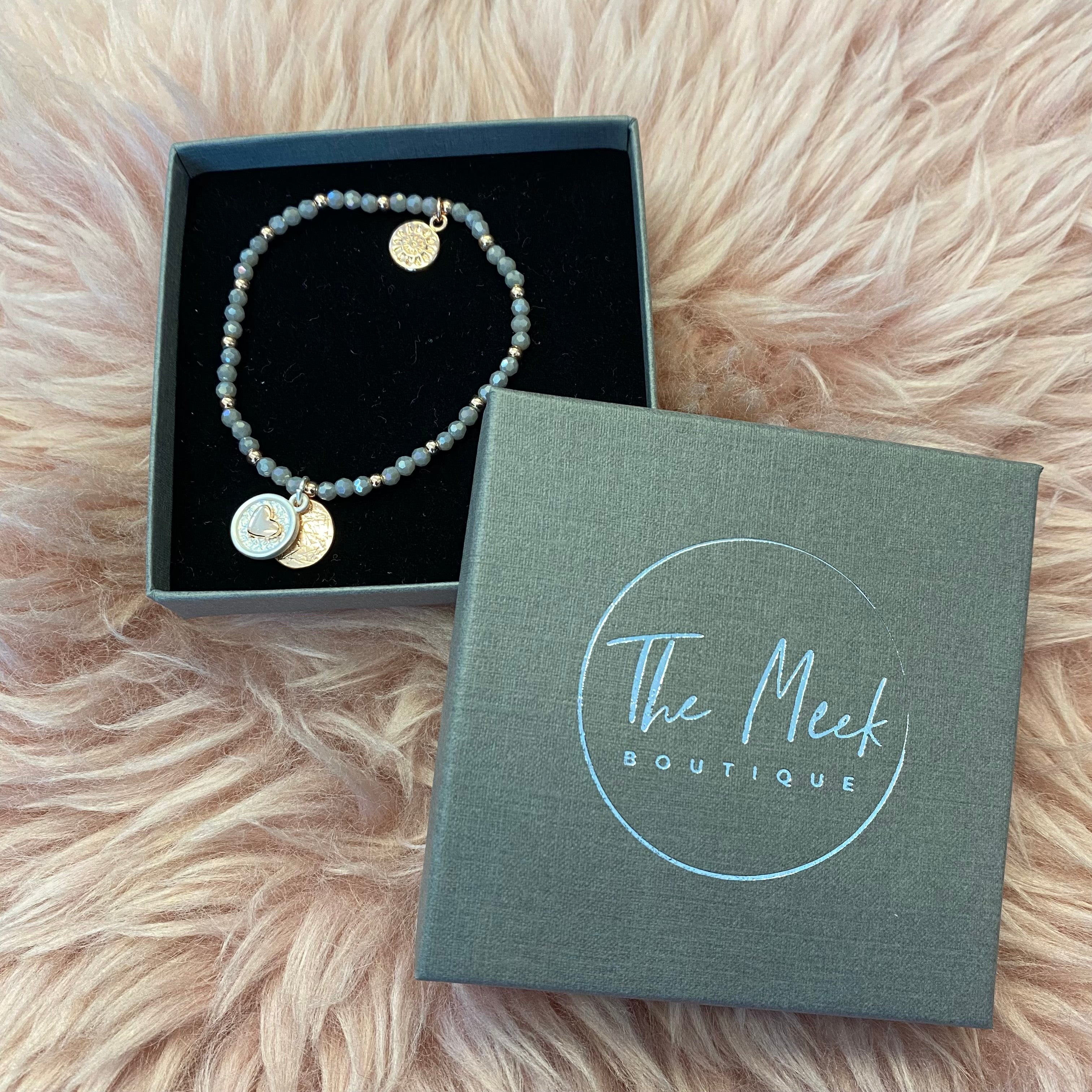 Grey & Rose Gold Heart Bracelet