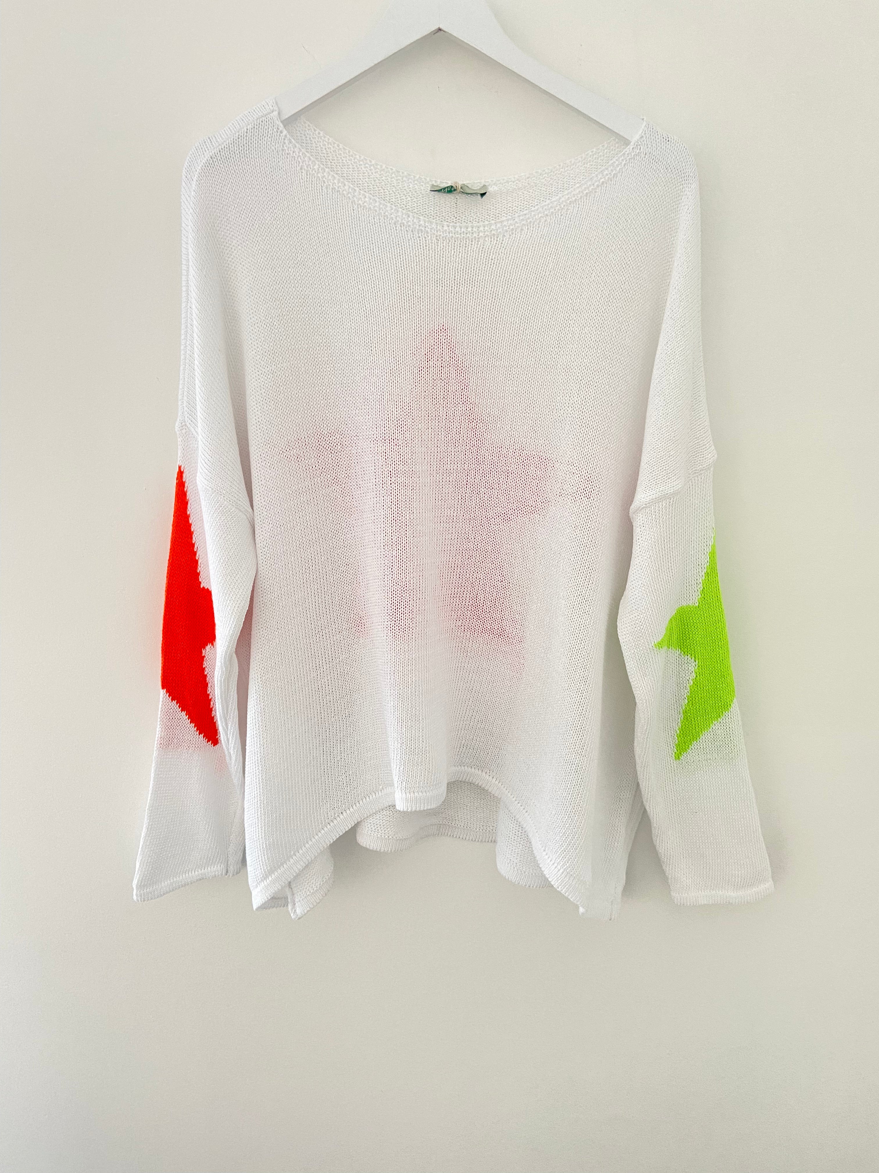 Relaxed Star Jumper in White