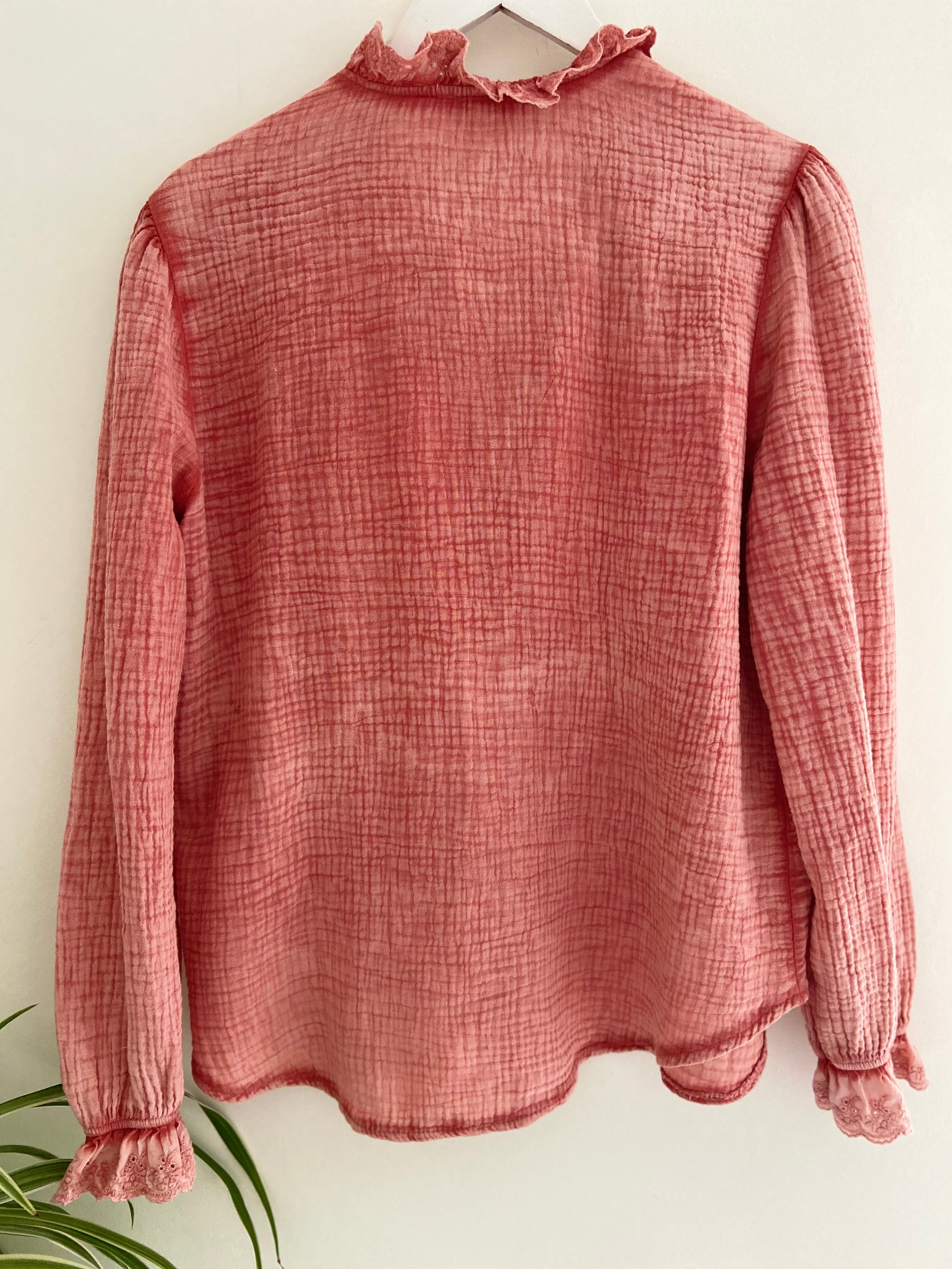 Cheesecloth Shirt in Coral