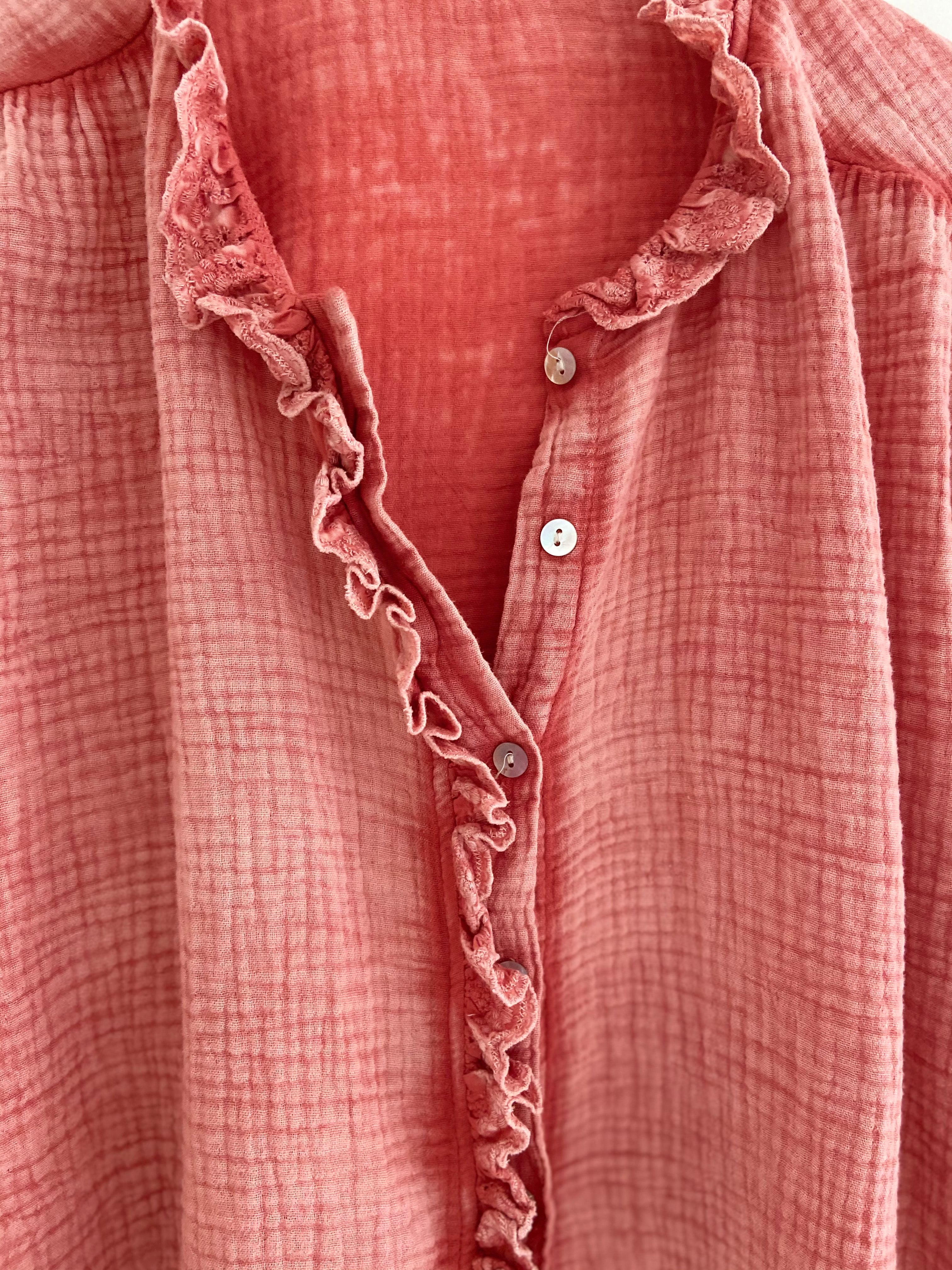 Cheesecloth Shirt in Coral