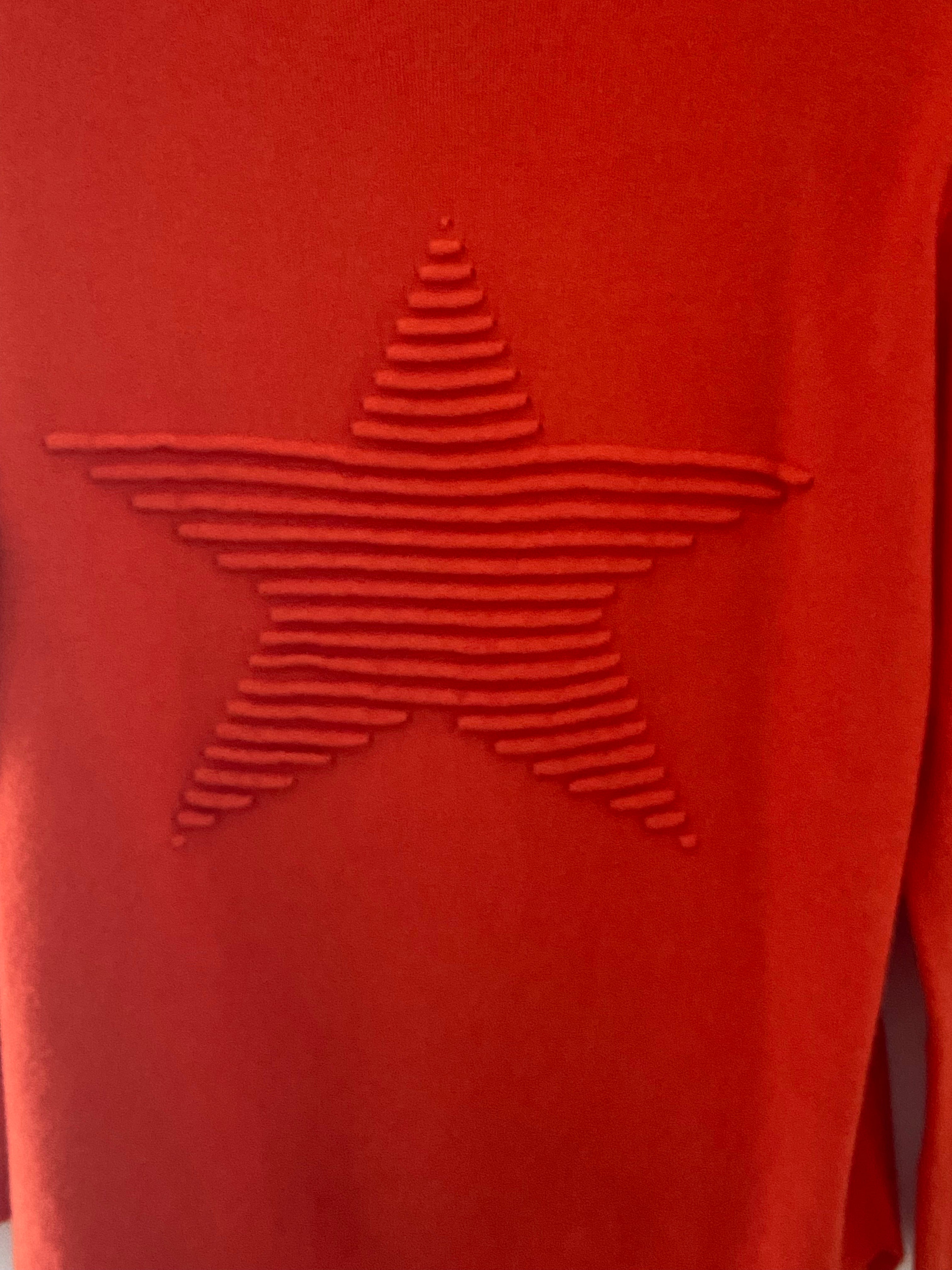 Ribbed Star Jumper in Orange/Red