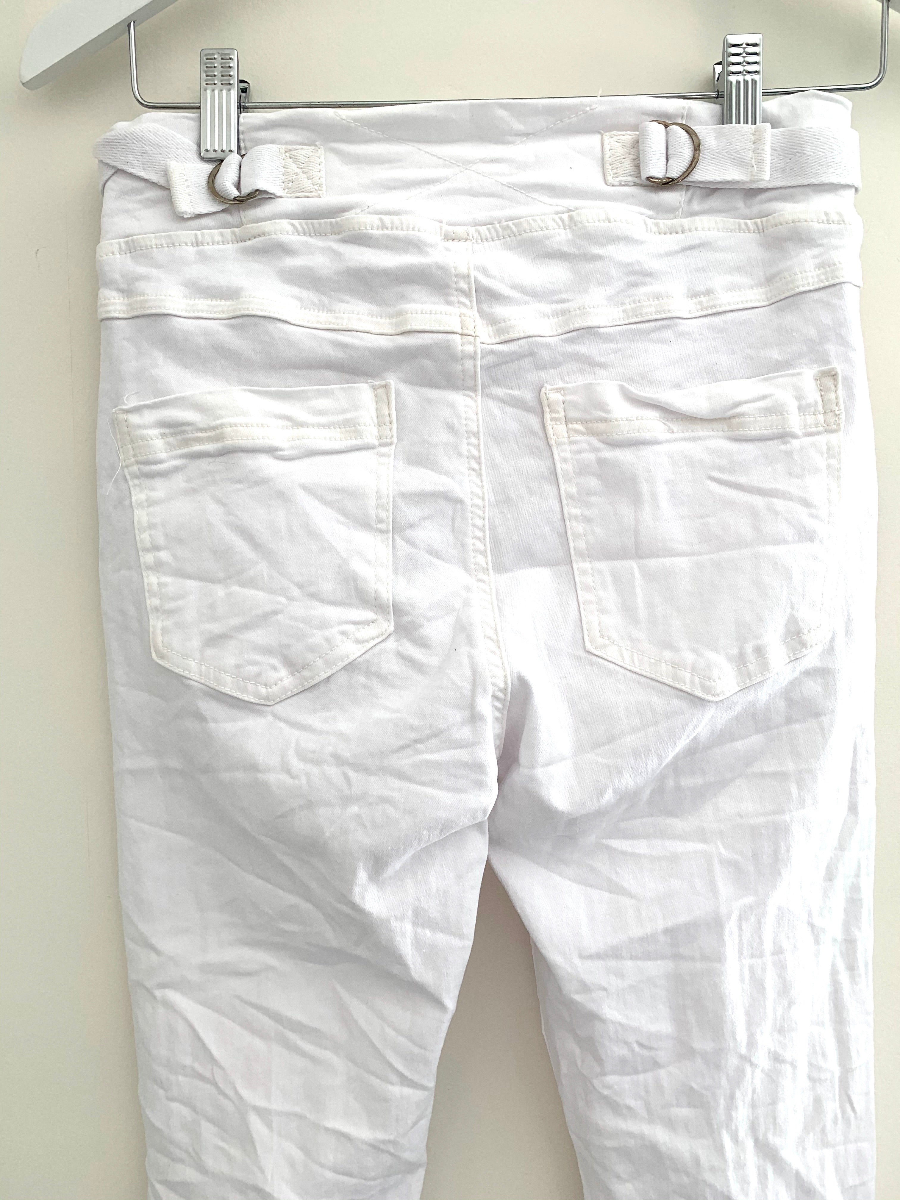 White Jean Joggers