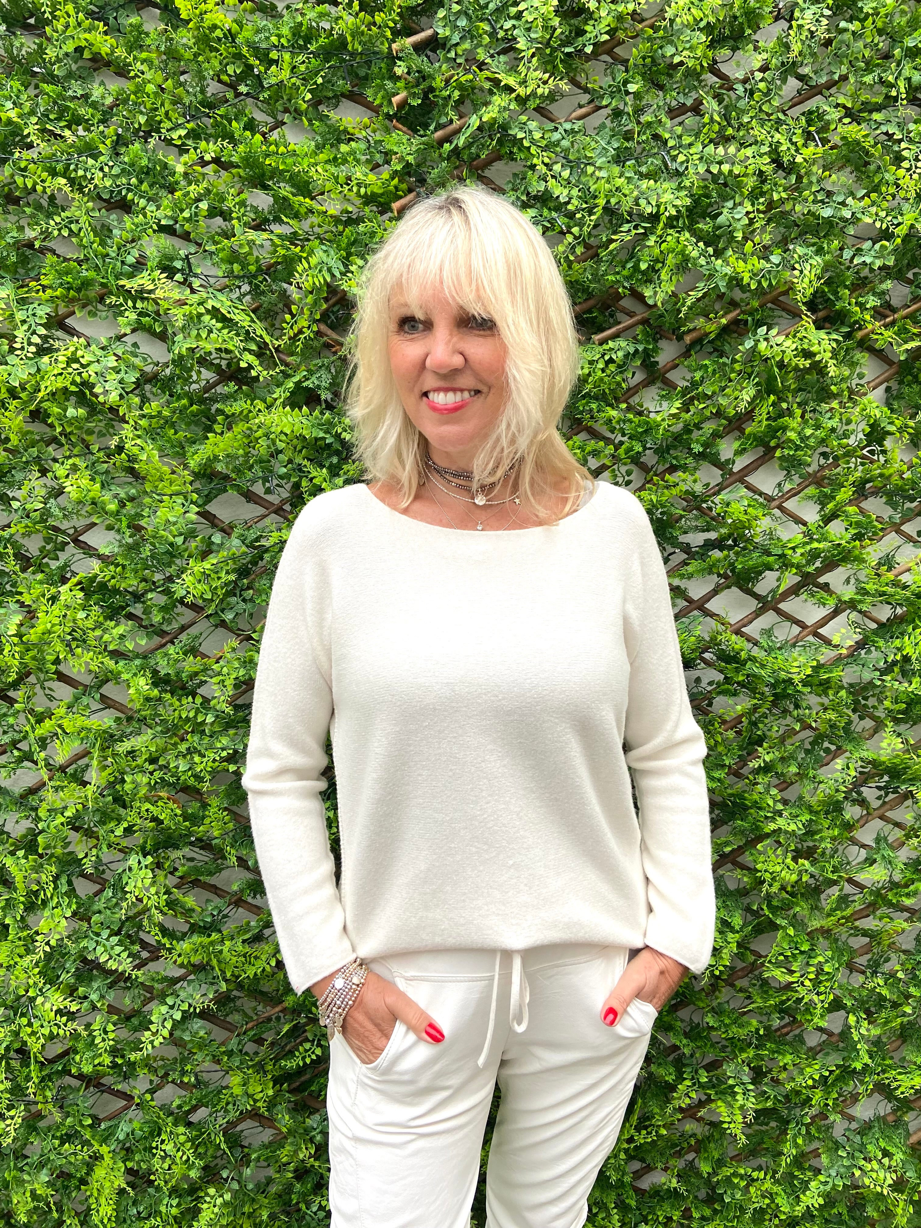 Simple Round Neck Jumper in Ivory