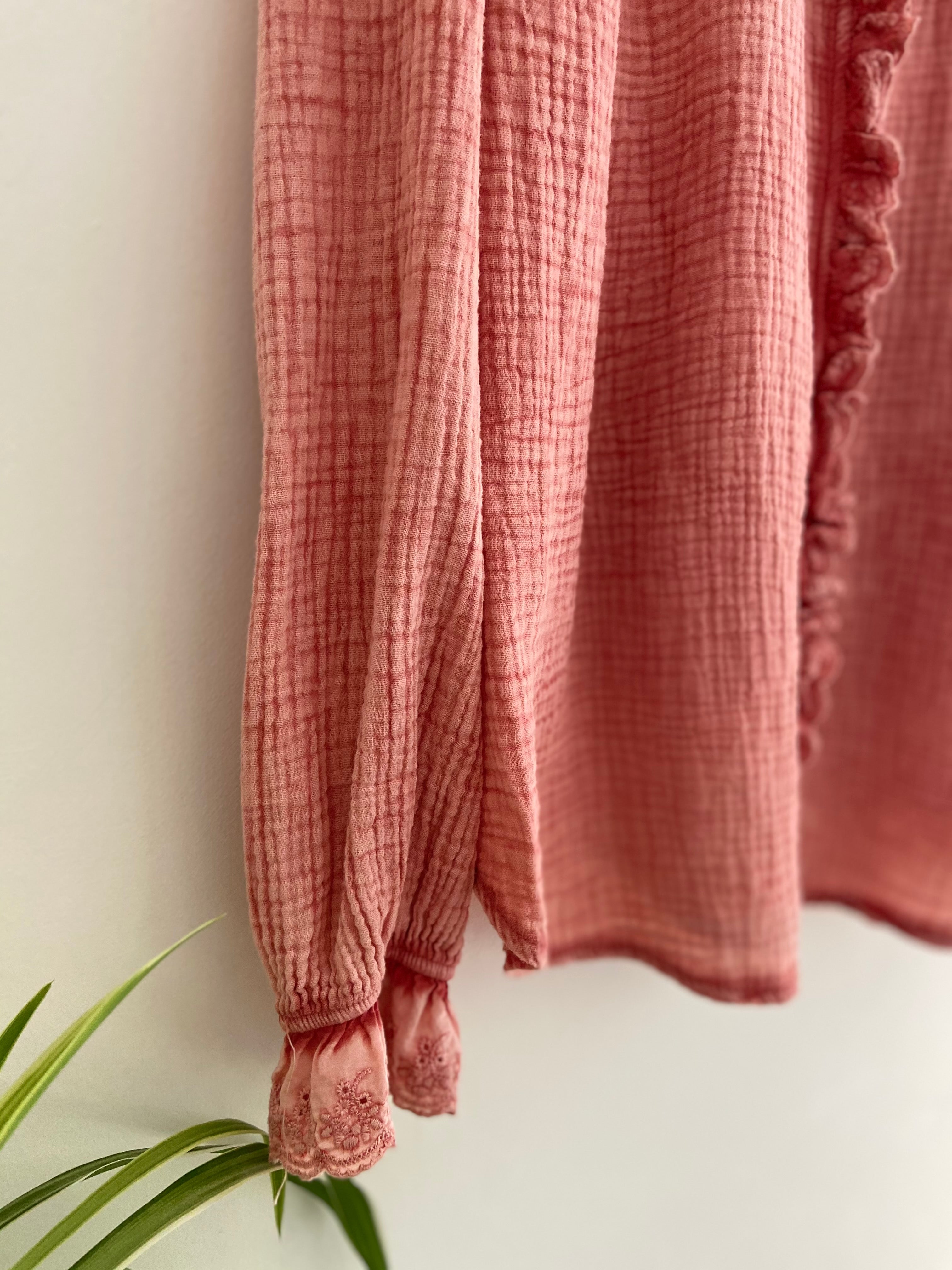 Cheesecloth Shirt in Coral