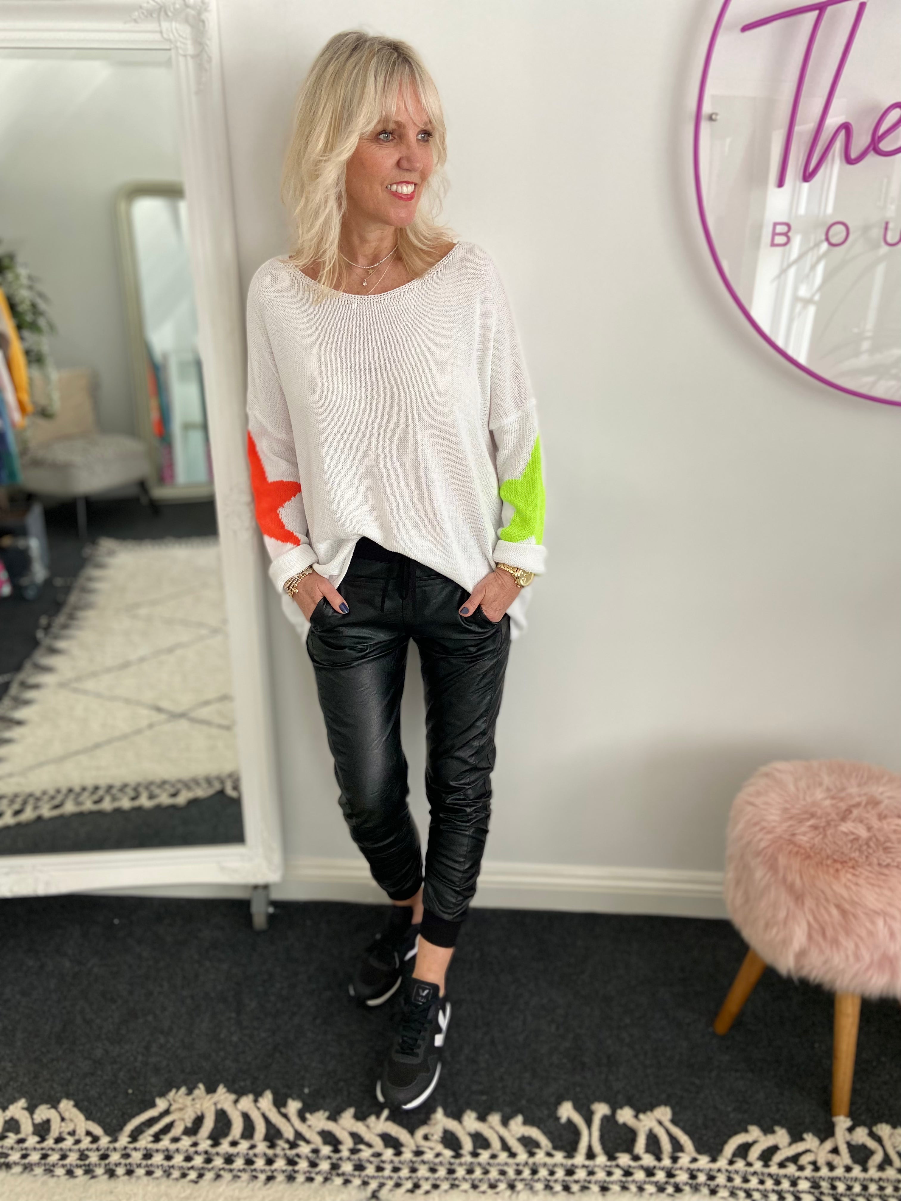 Relaxed Star Jumper in White