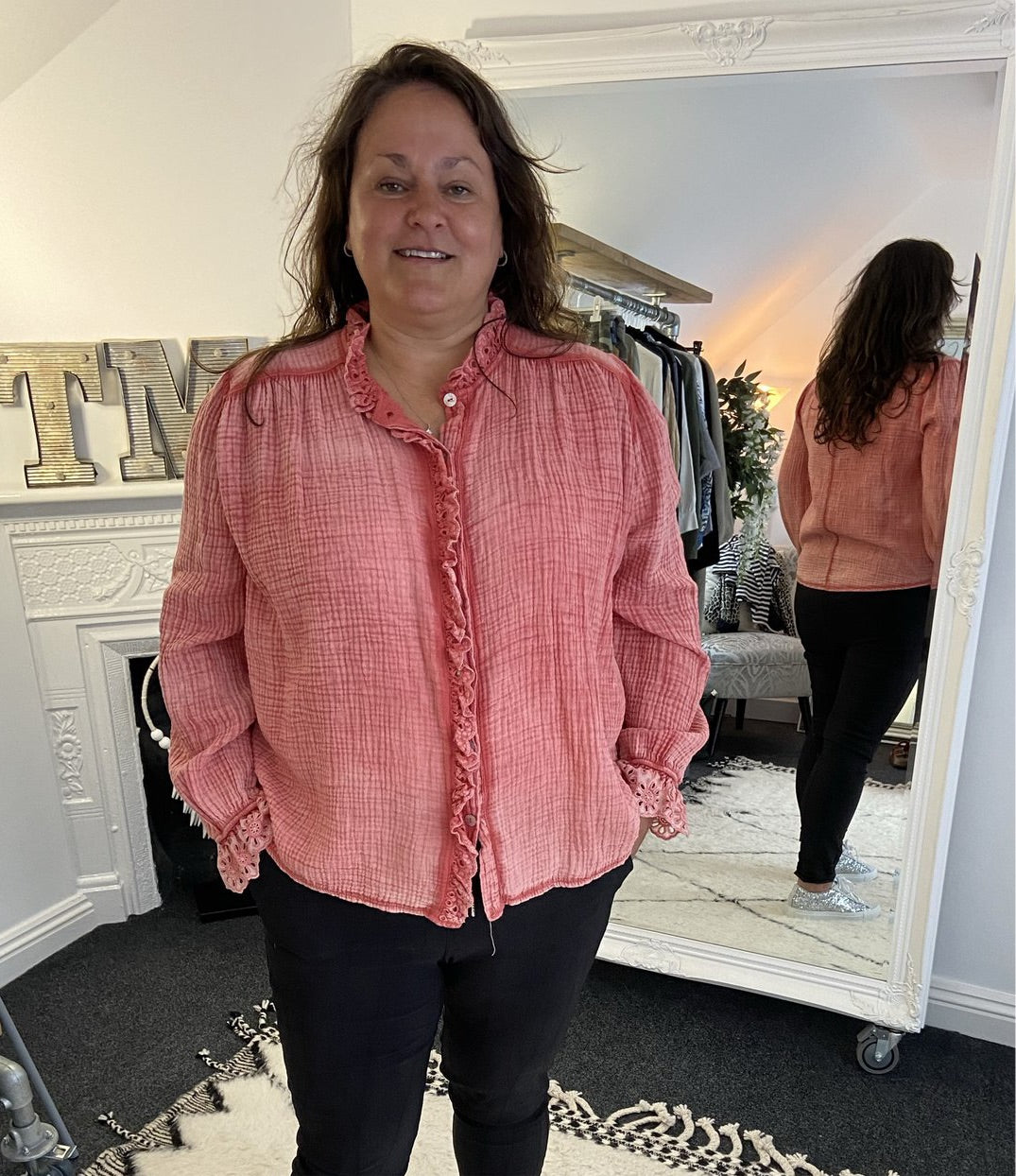 Cheesecloth Shirt in Coral