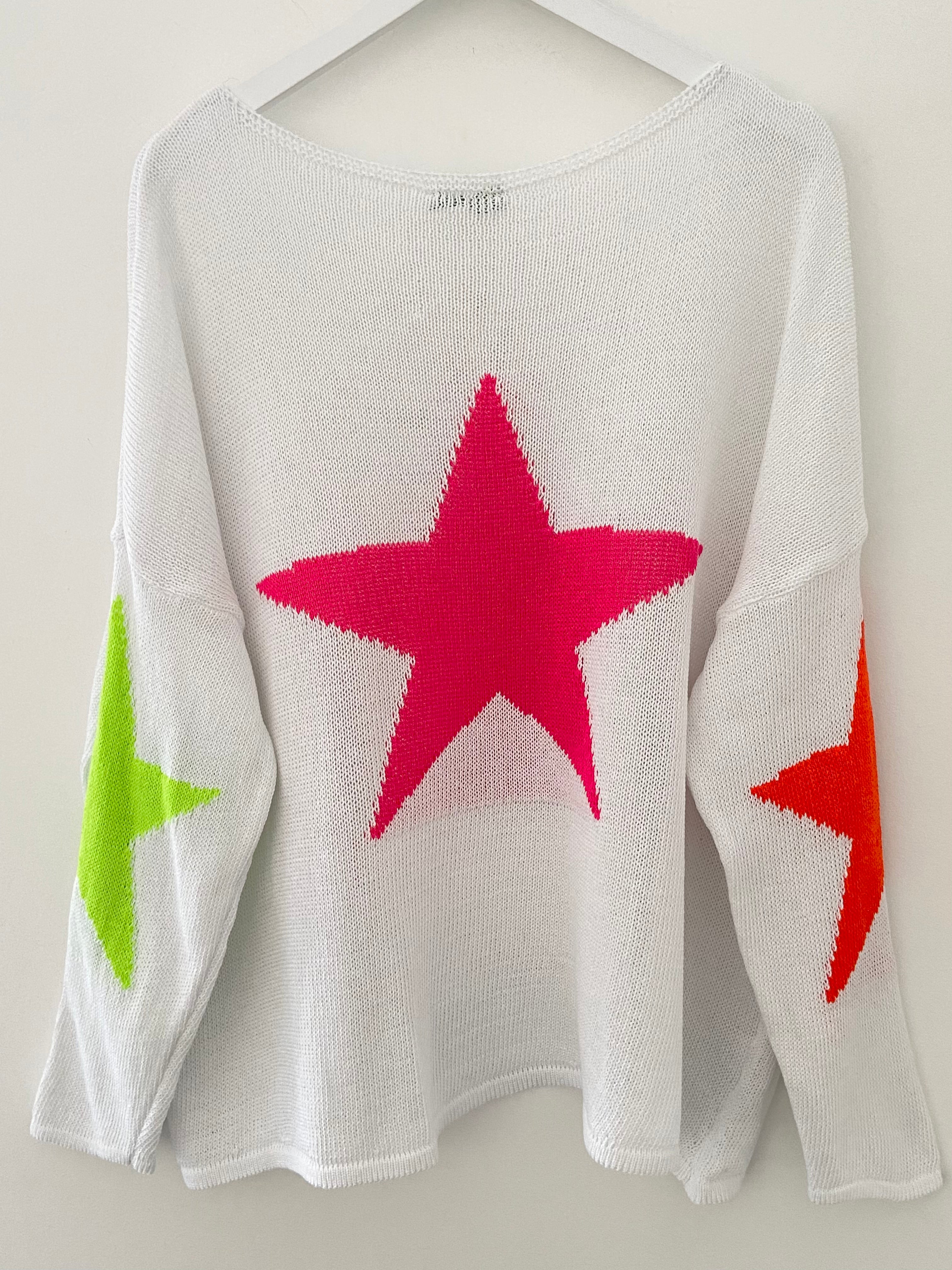 Relaxed Star Jumper in White