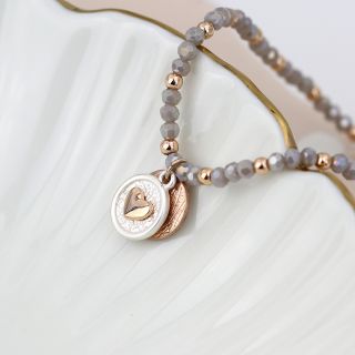 Grey & Rose Gold Heart Bracelet