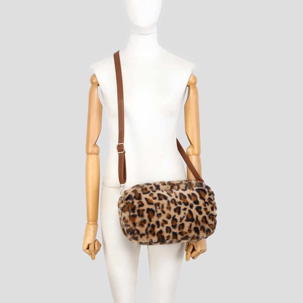 Crossbody Faux Fur Bag in Leopard