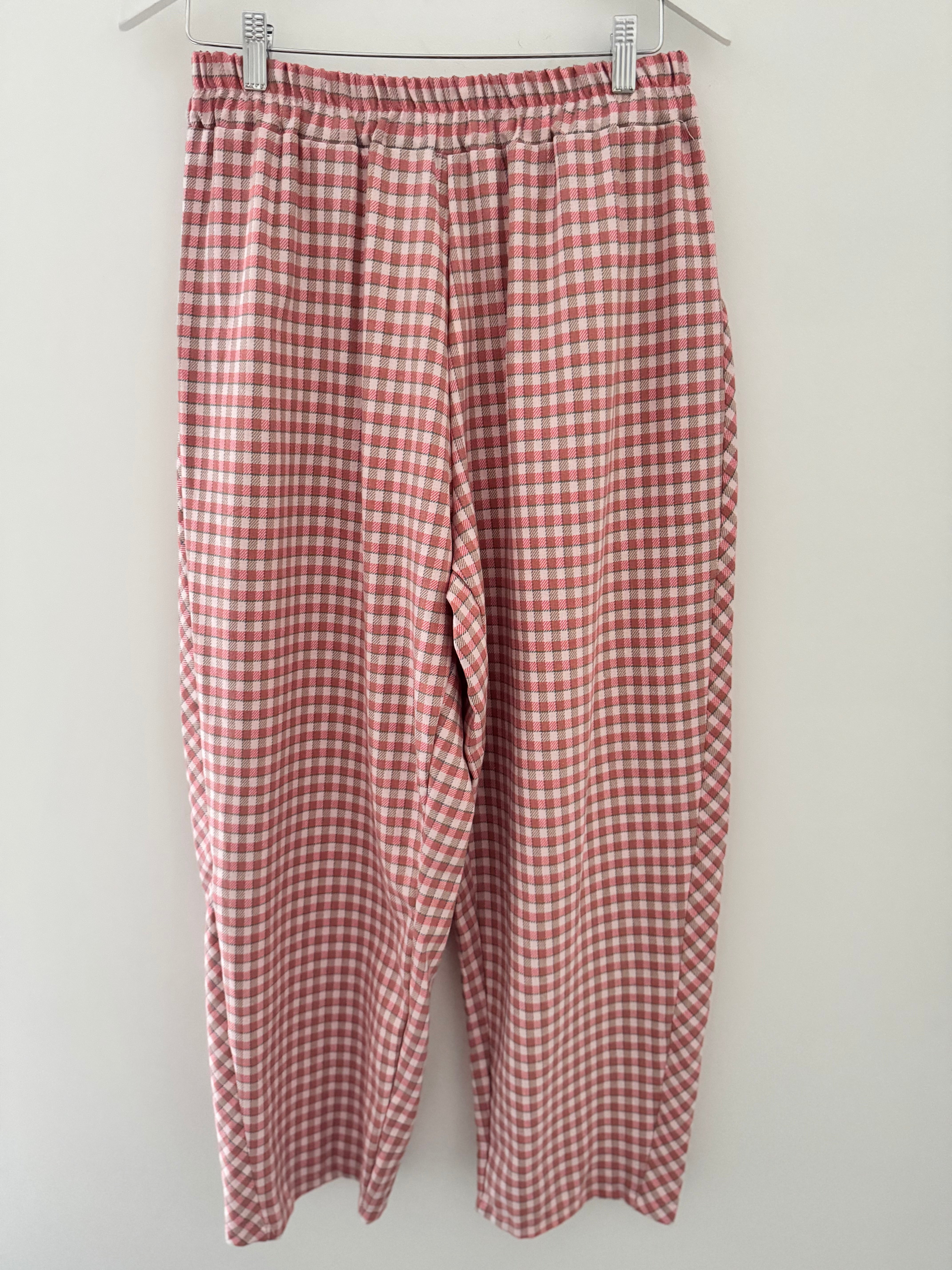 Barrel Check Trousers in Pink