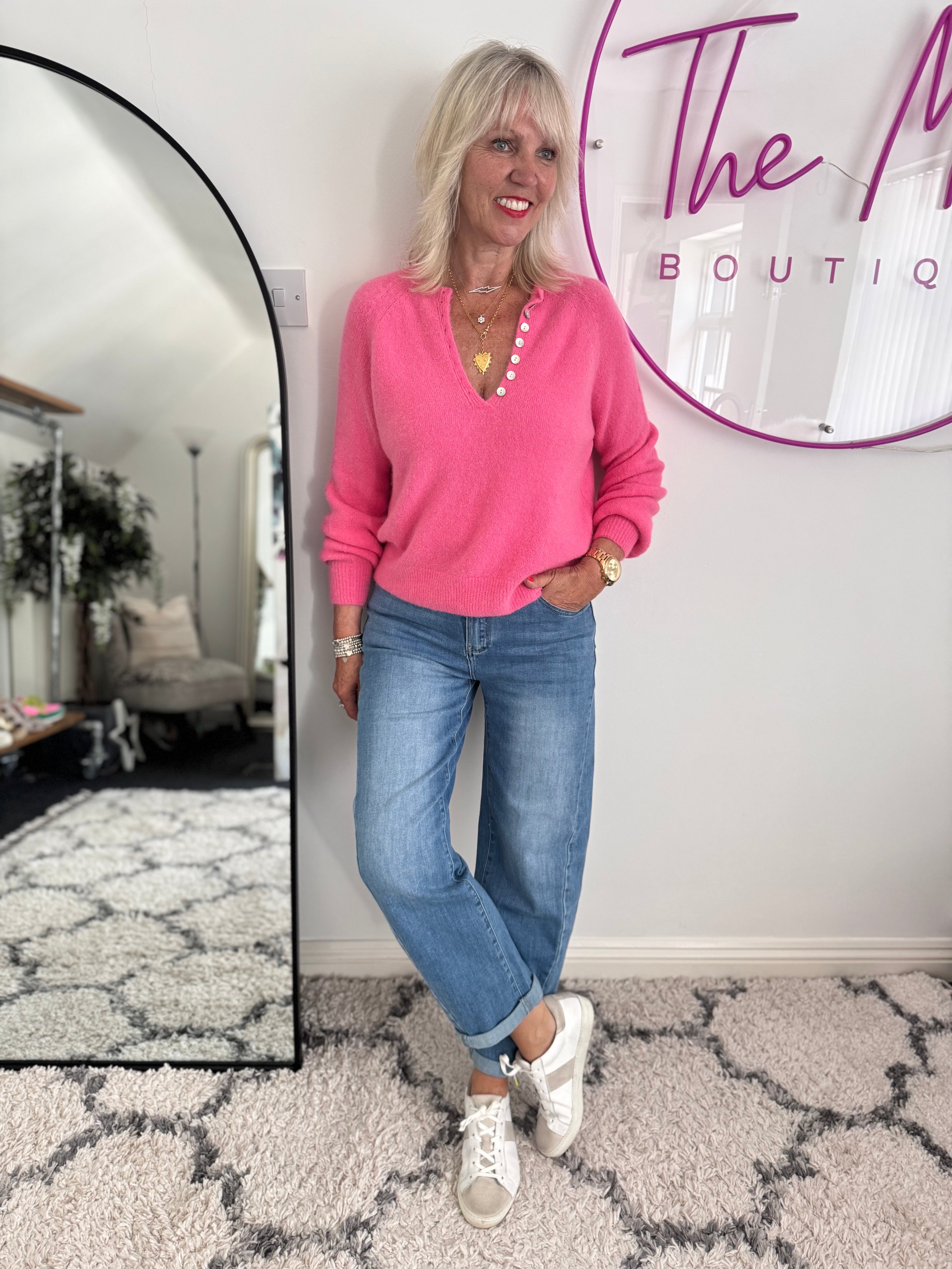 Stretch Boyfriend Jeans in Light Denim