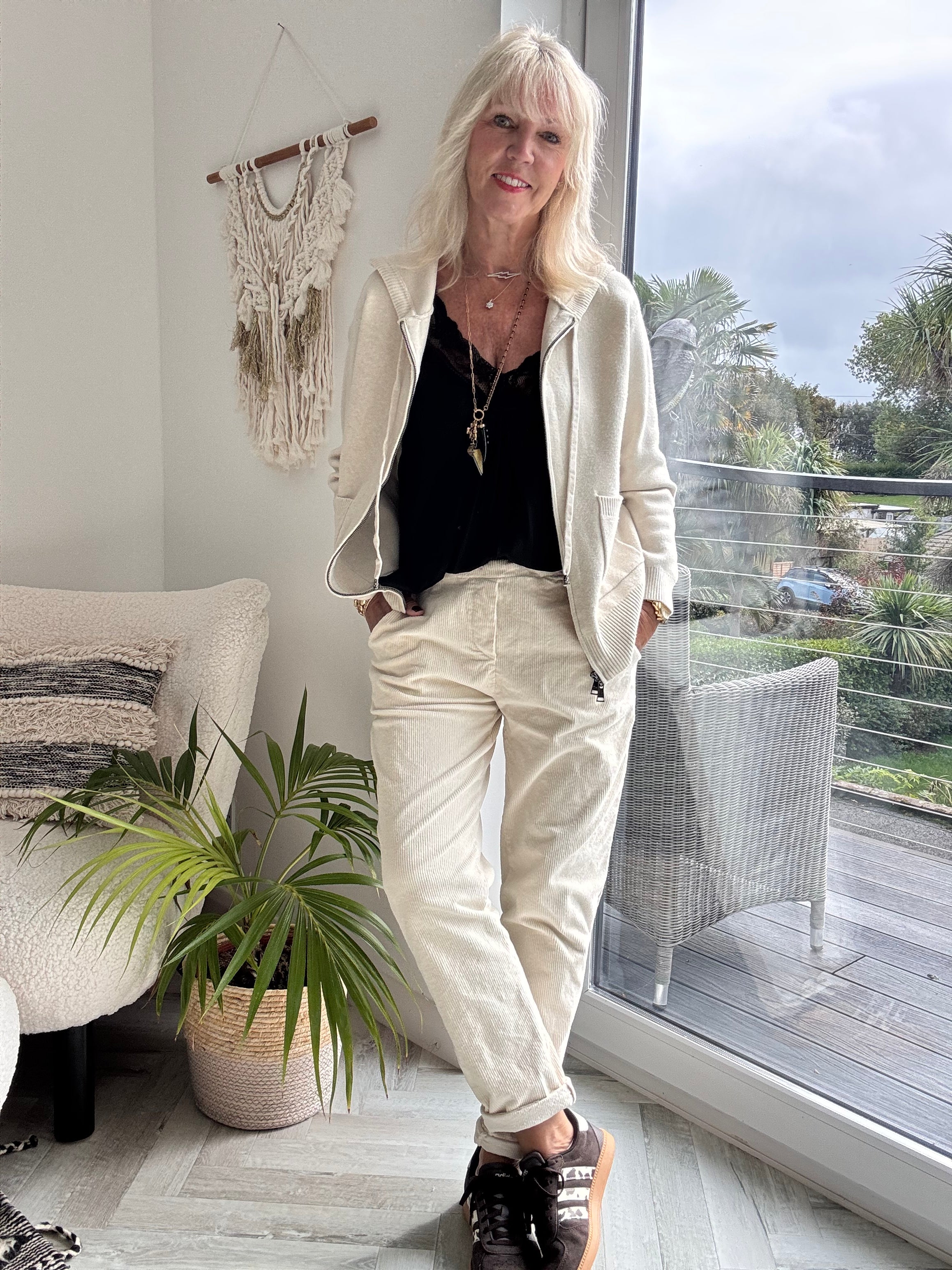 Luxe Cord Joggers in Ecru