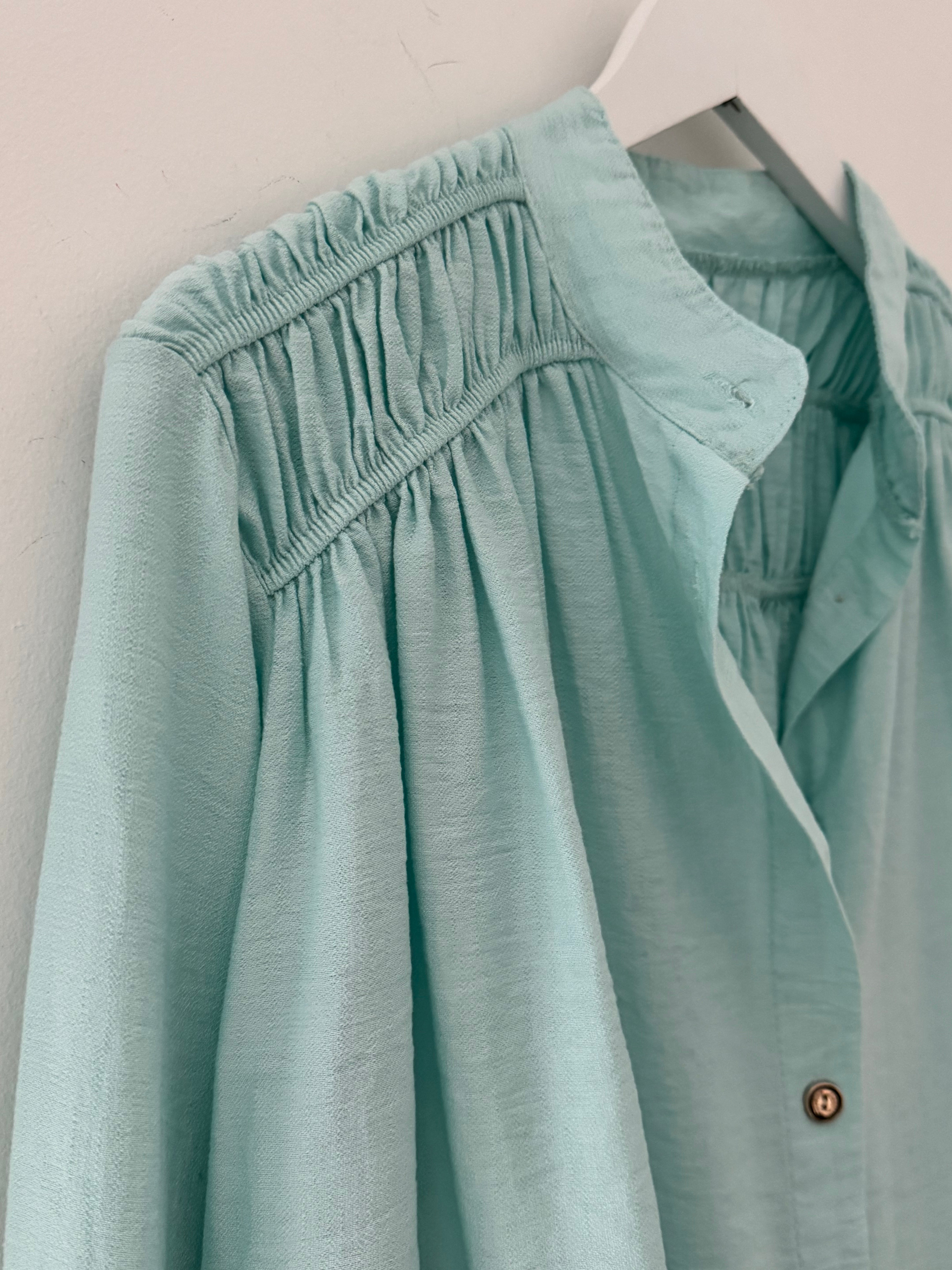 Shirred Blouse in Spearmint