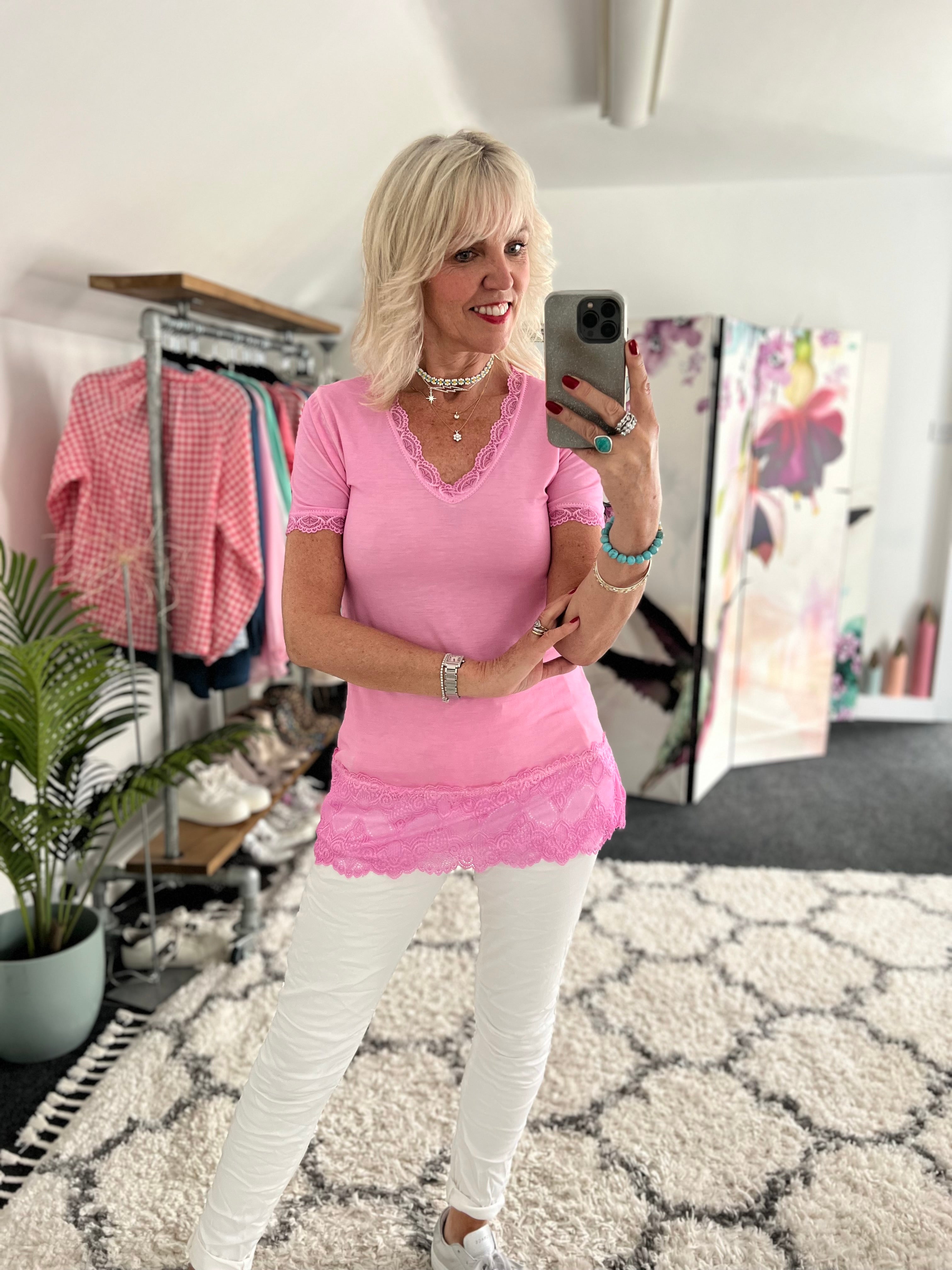 Short Sleeve Luxe Base Top in Pink