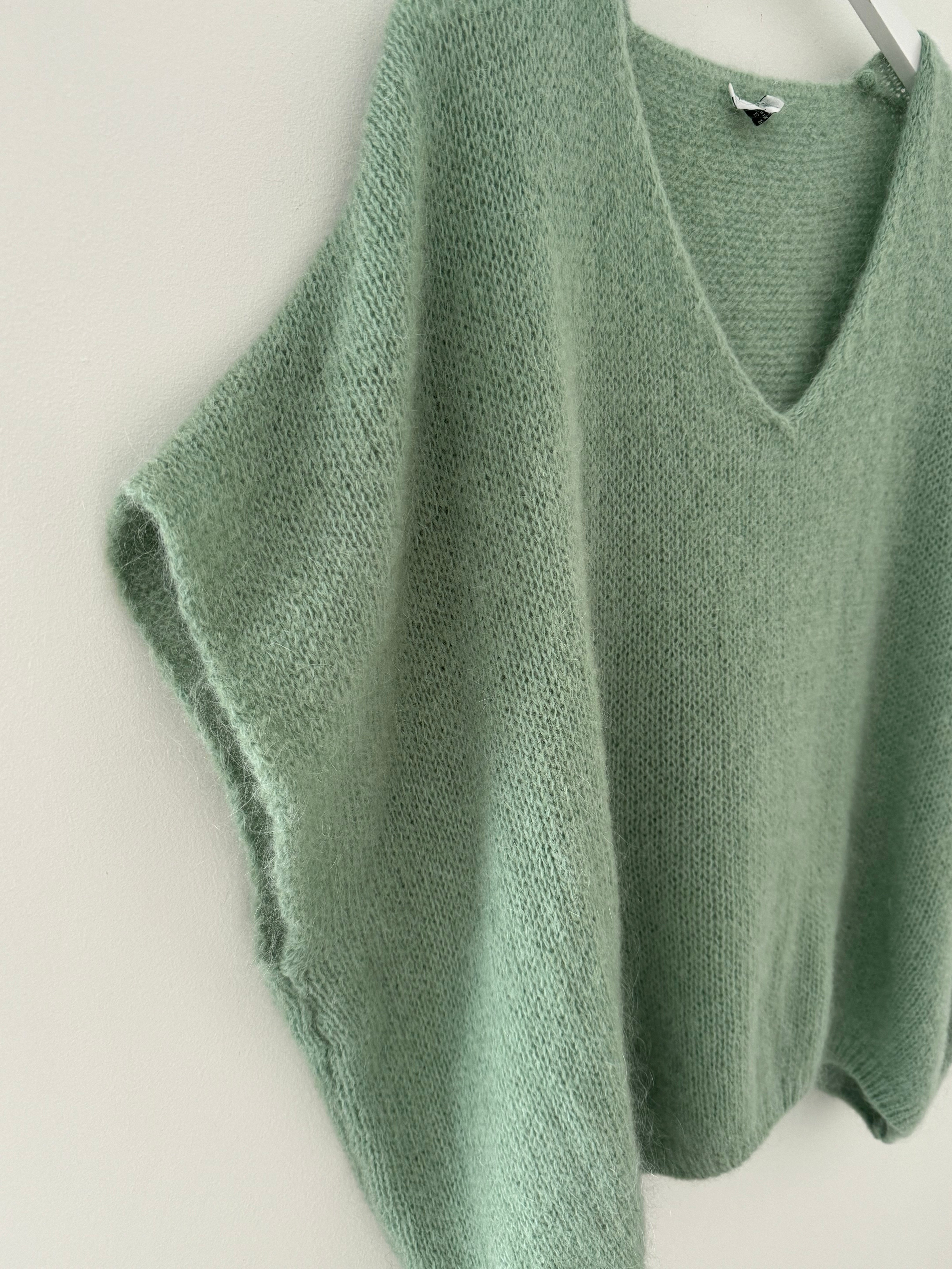 Mohair V Neck Tank in Sage