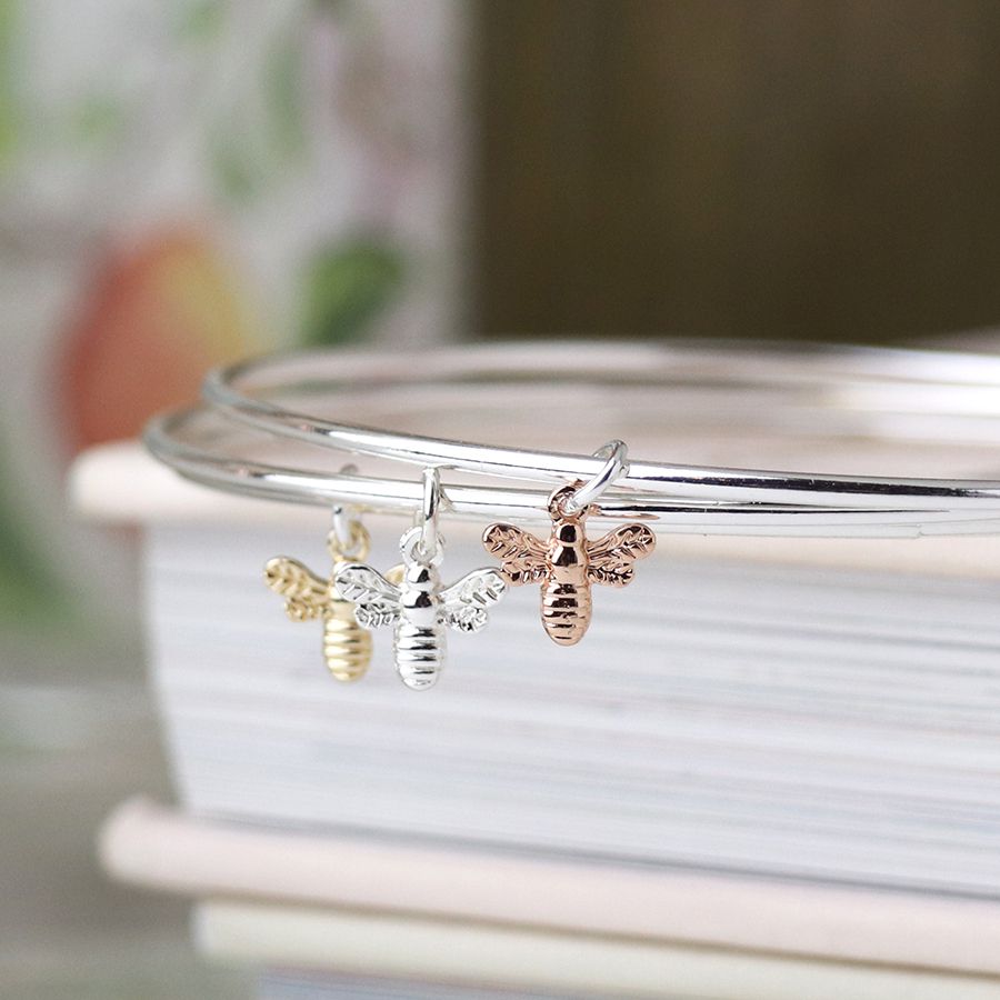 Triple Bangle Set with Mixed Bees