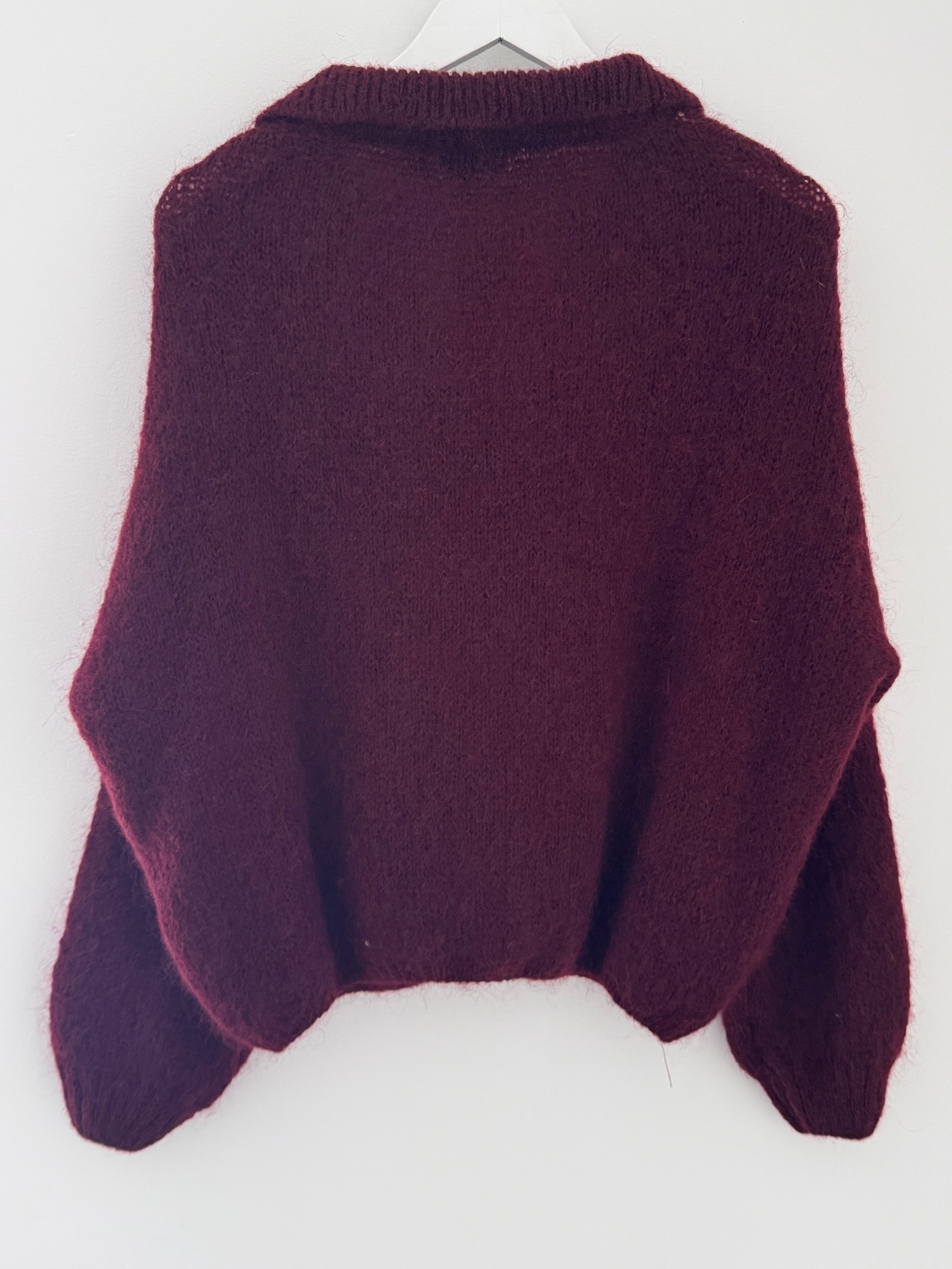Collared Mohair Jumper in Berry