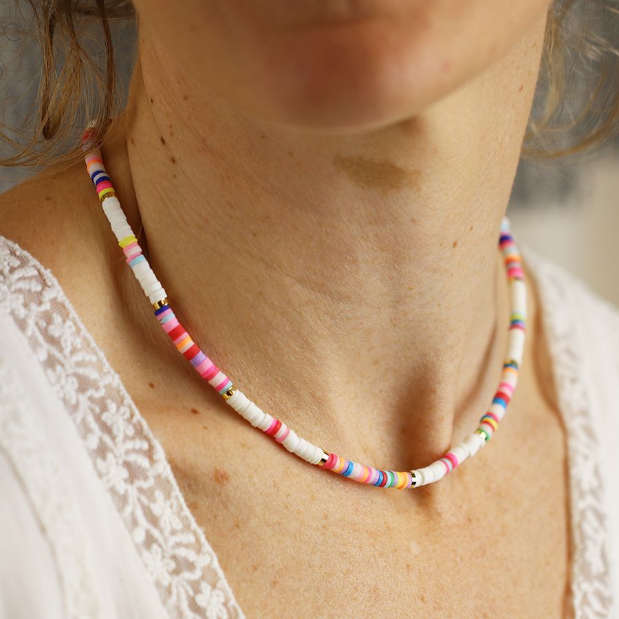 Pink & White Bead Necklace