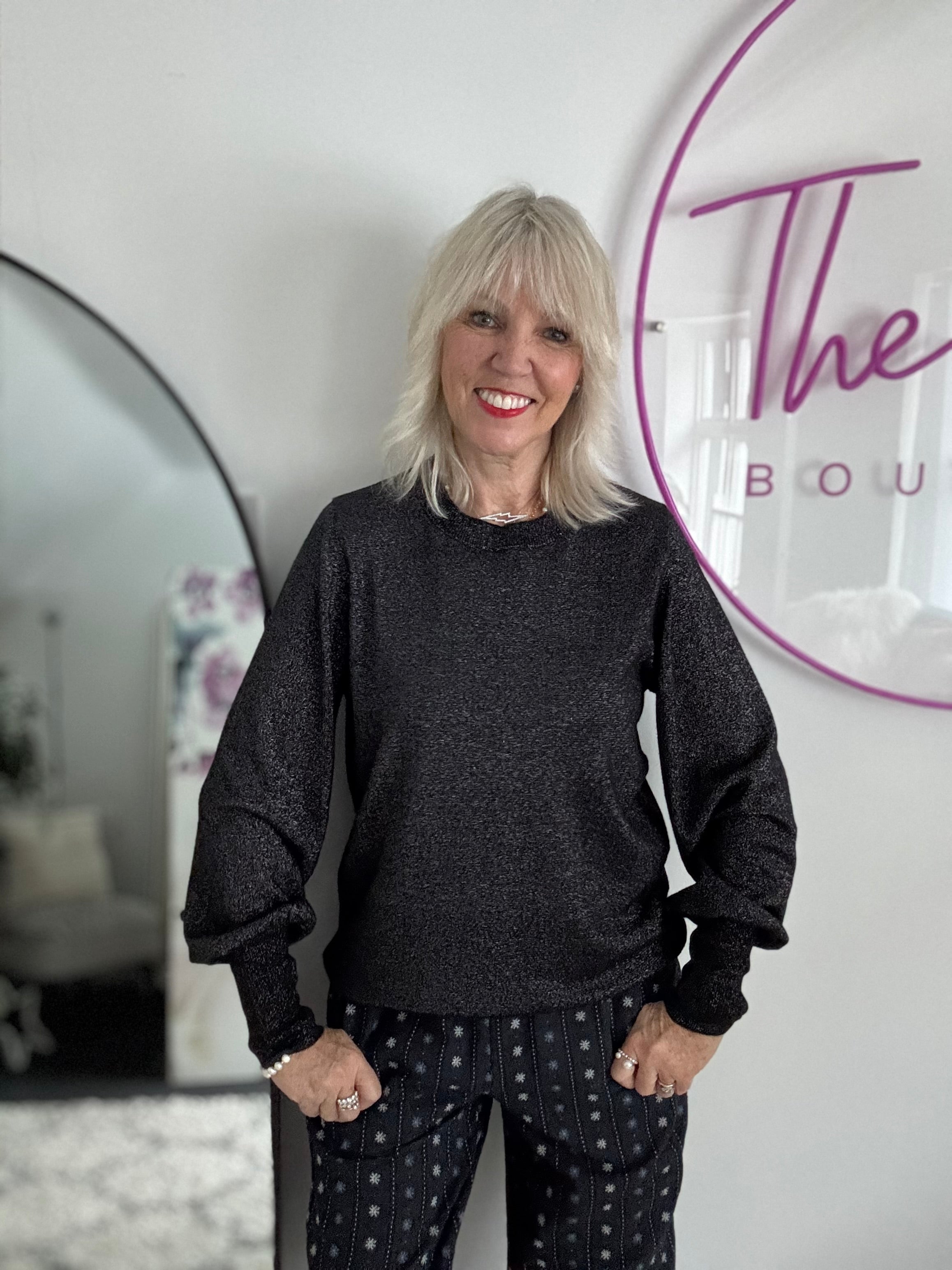 Soft Shimmer Jumper in Black