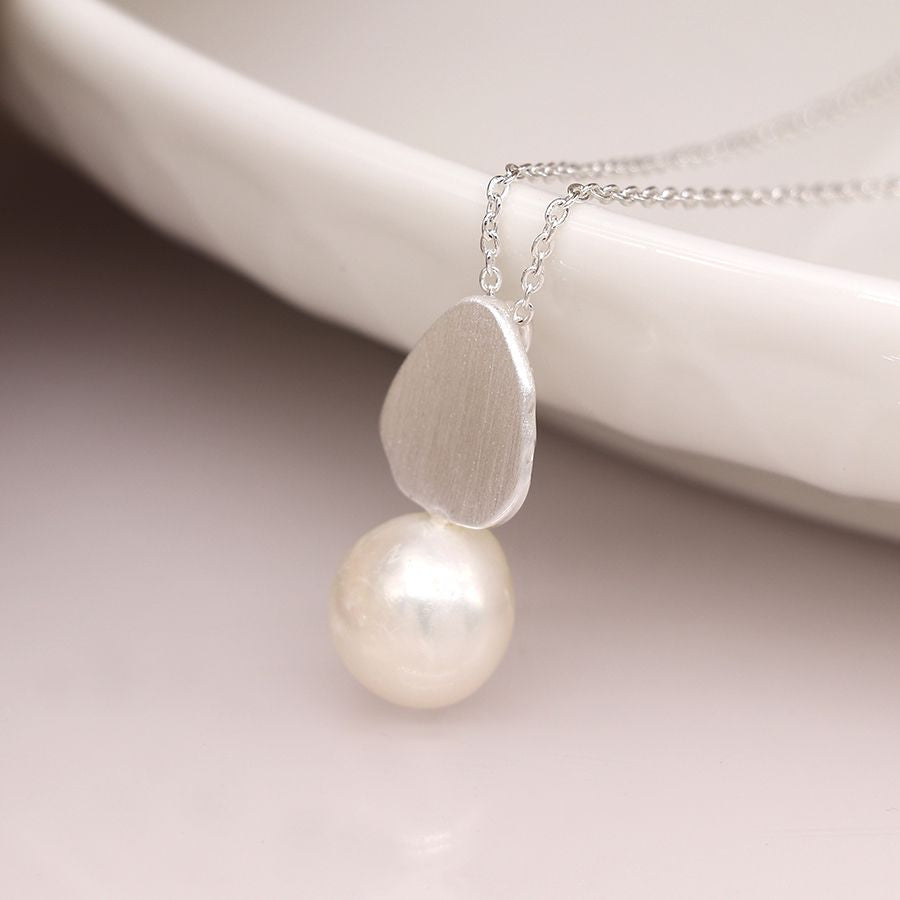 Silver Plated Necklace with Large Freshwater Pearl