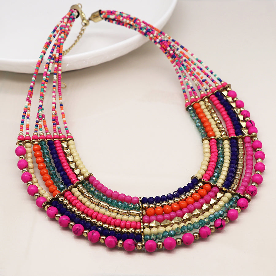 Boho Layered Bead Necklace