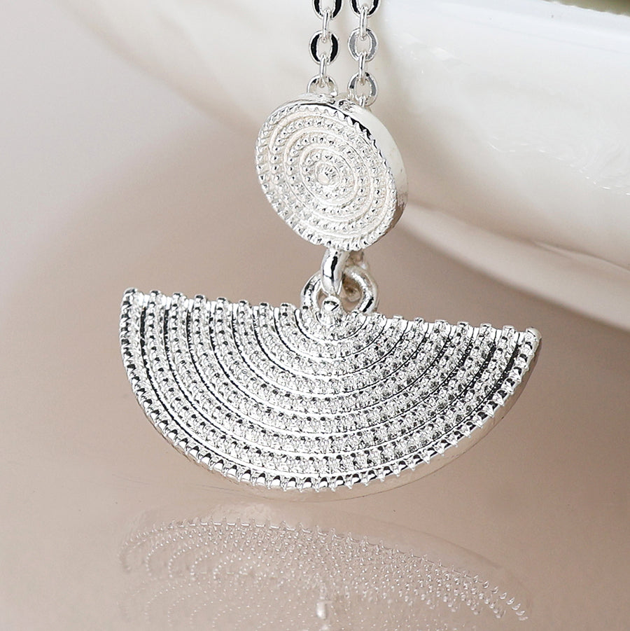 Silver Disc and Half Moon Necklace