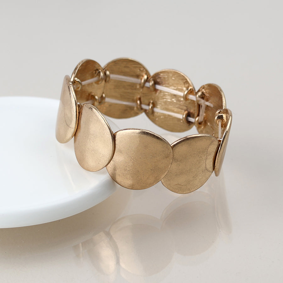 Matt Gold Stretch Disc Bracelet