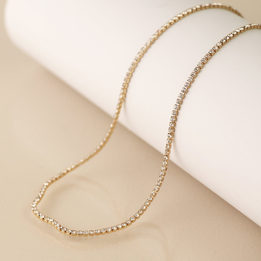 Fine Gold & Diamonte Tennis Necklace