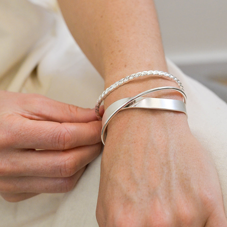 Silver Twist Braid Bangle