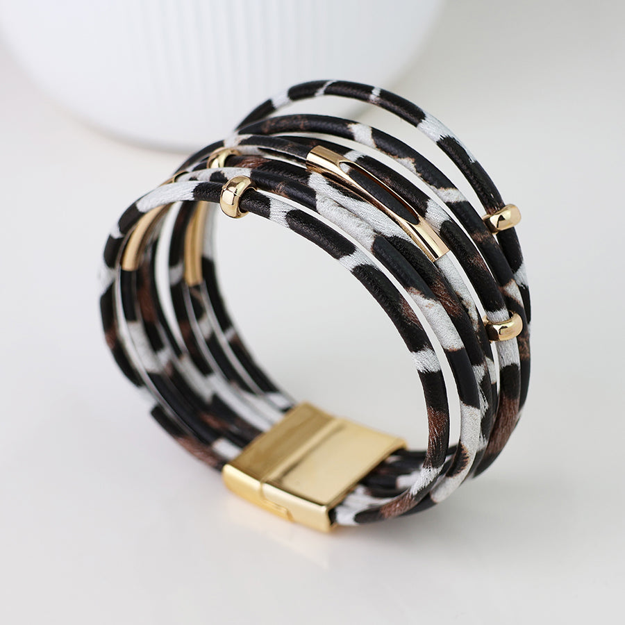 Multi Strand Wrap Bracelet in Leopard