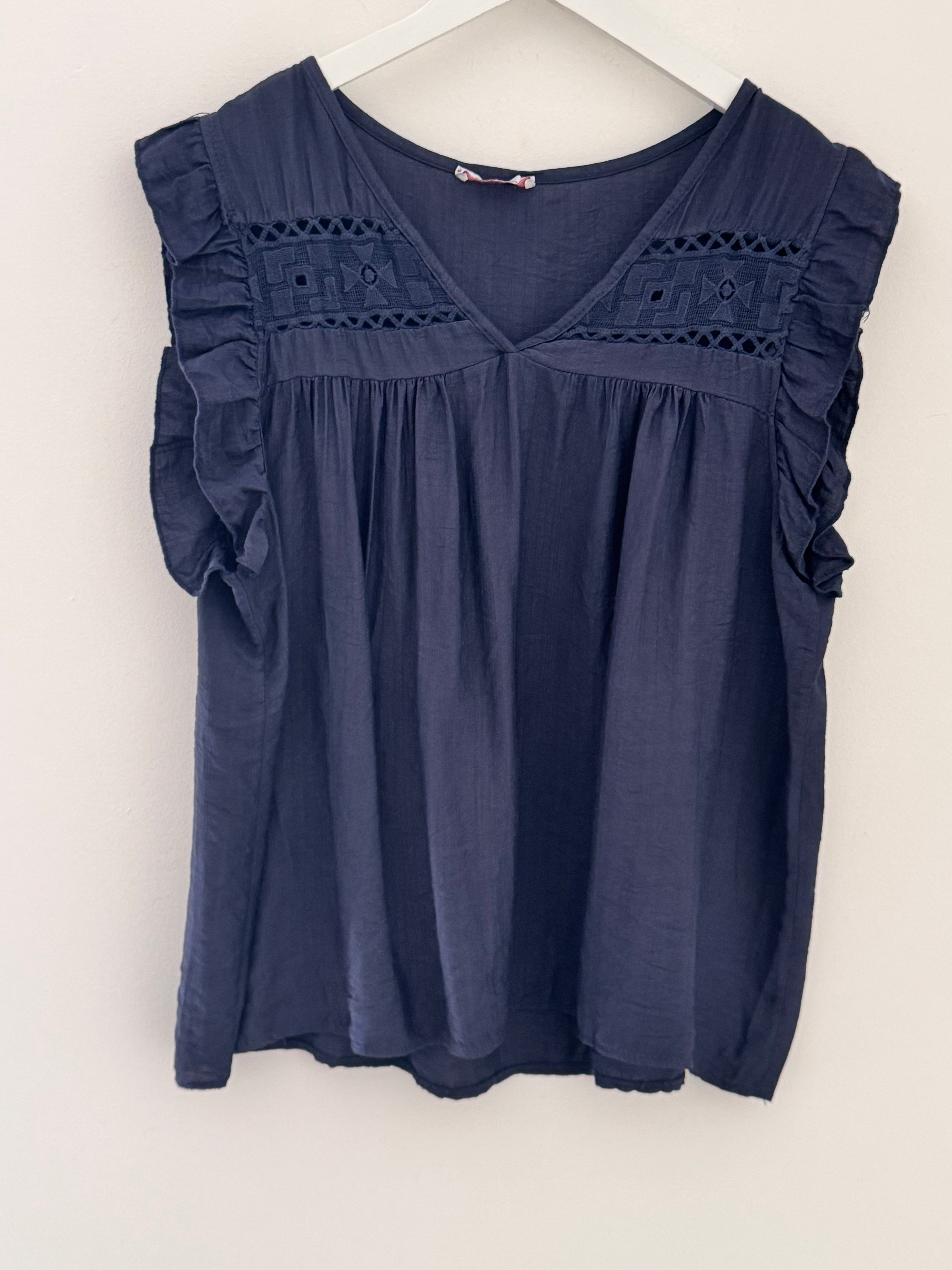 Simple V Neck Top in Navy