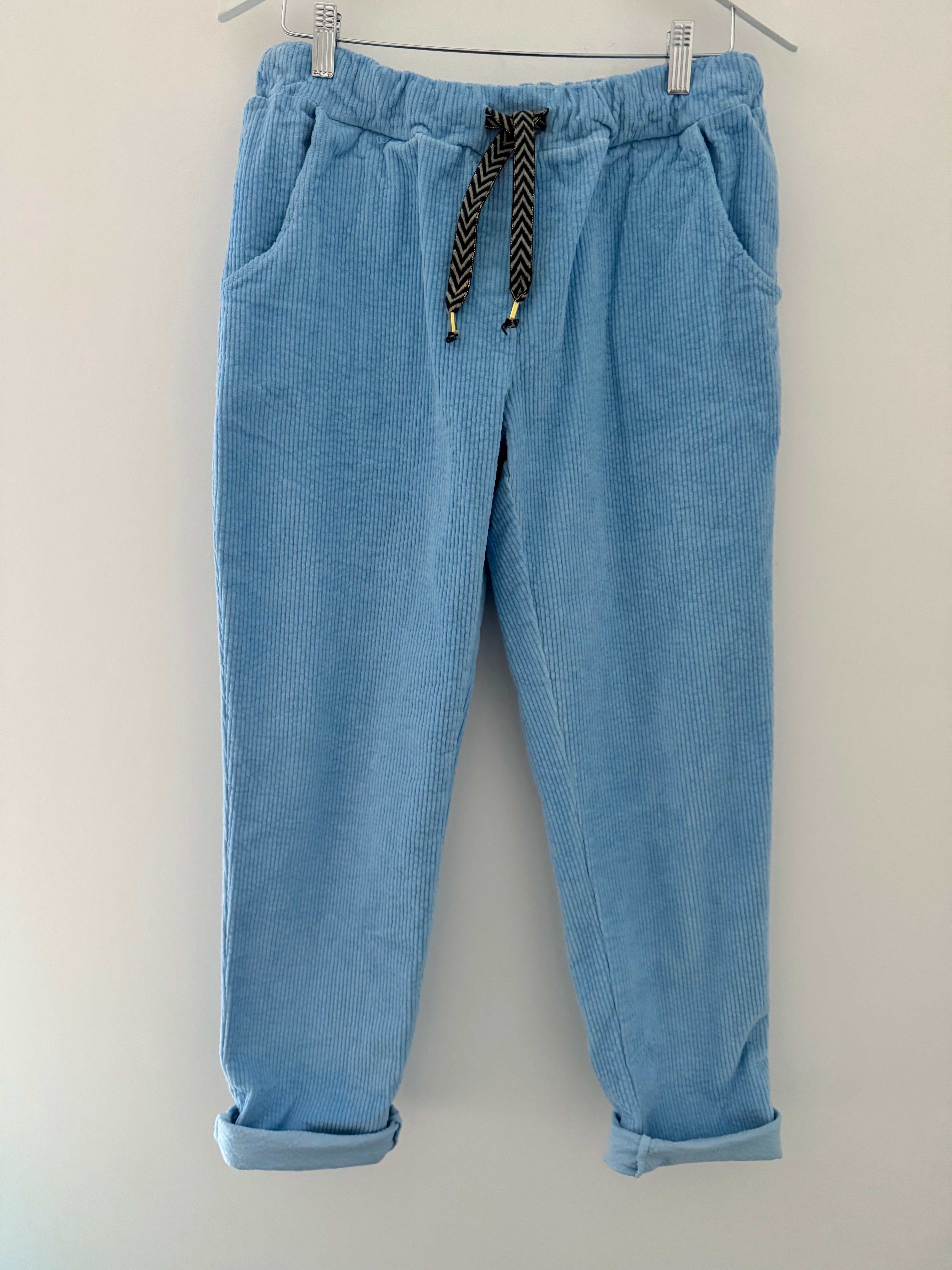 Chunky Cord Stretch Joggers in Baby Blue