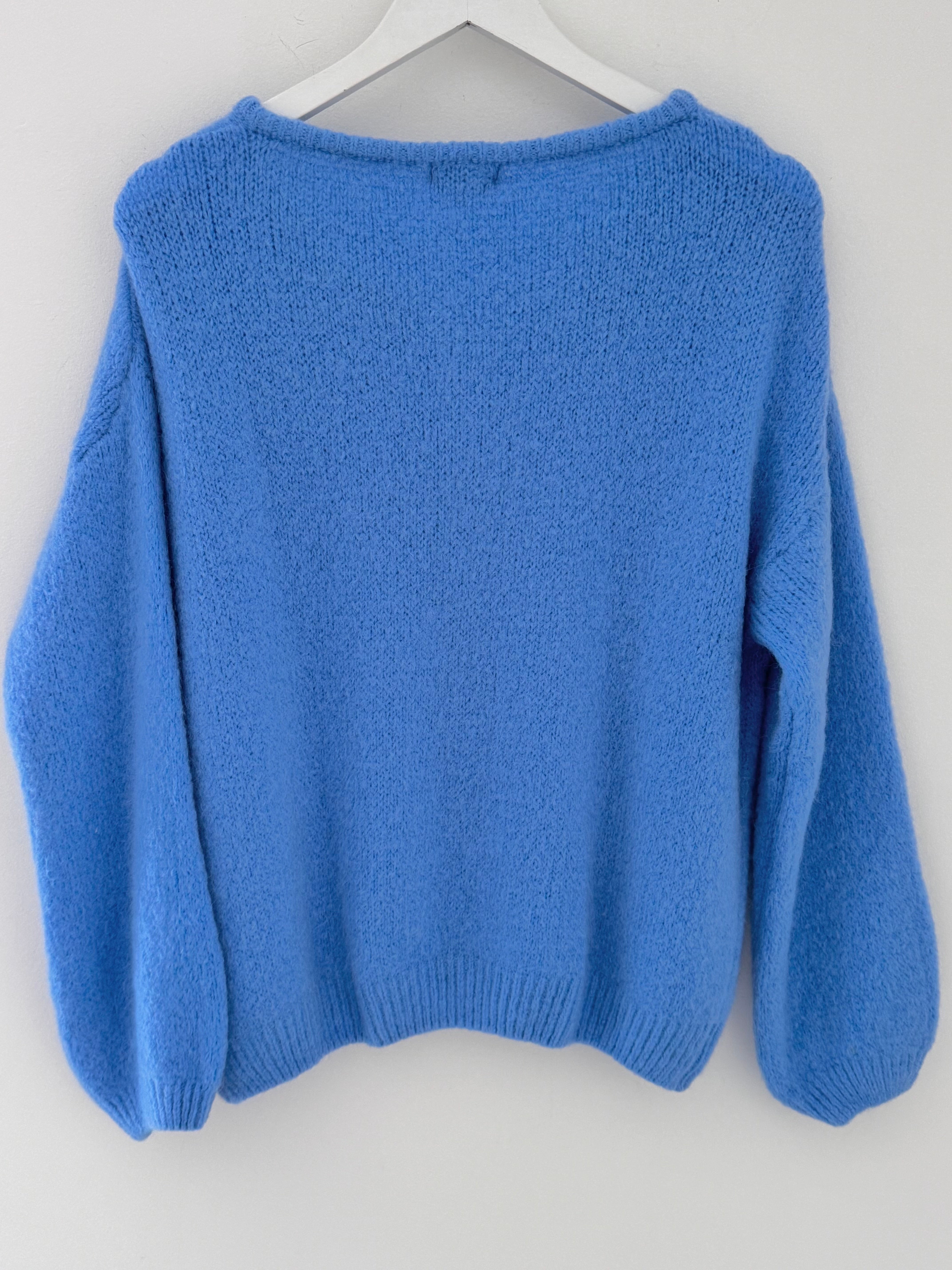 Alpaca Buttoned Cardi in Cornflower