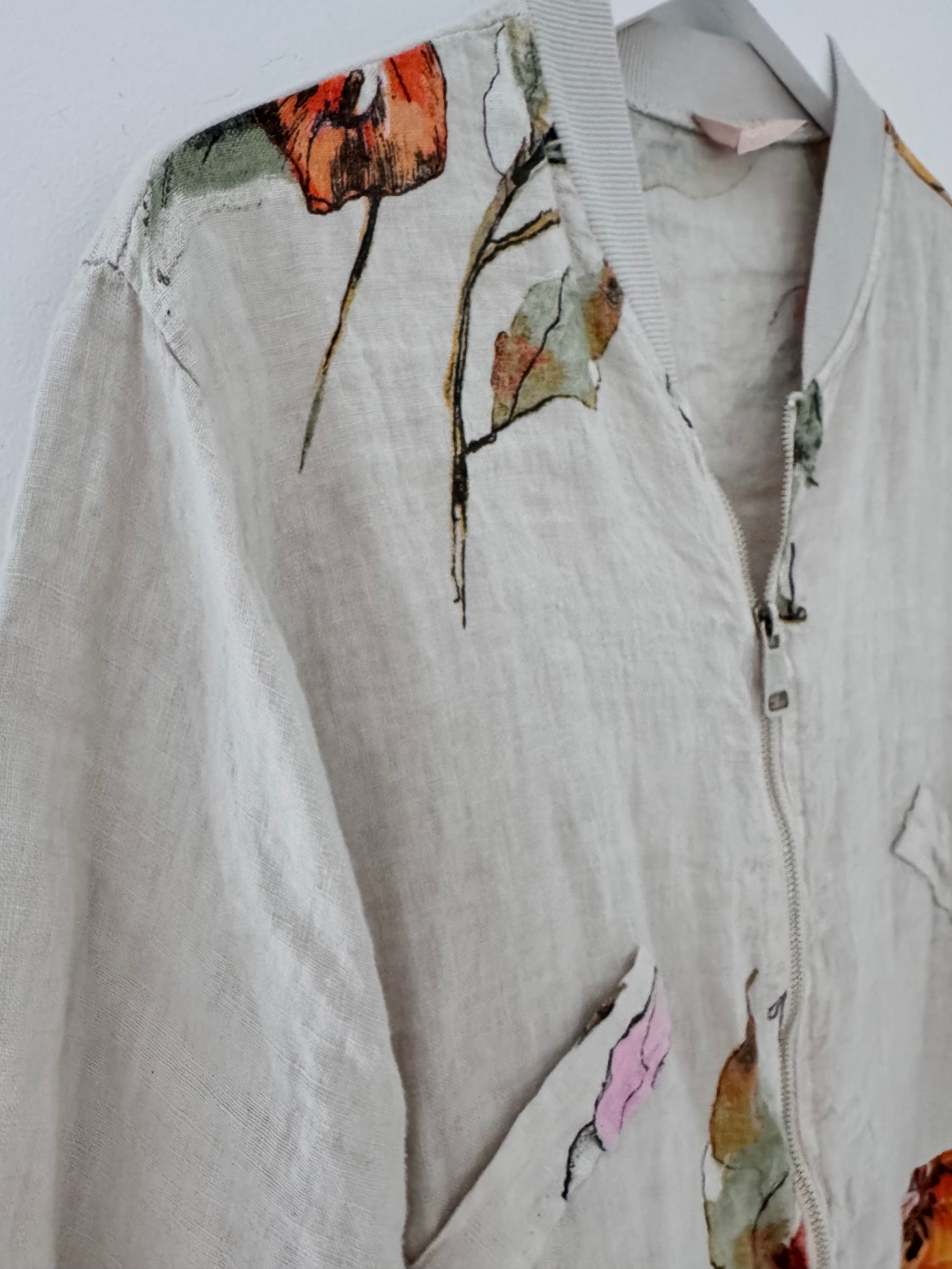 Linen Bomber Jacket in Light Mocha