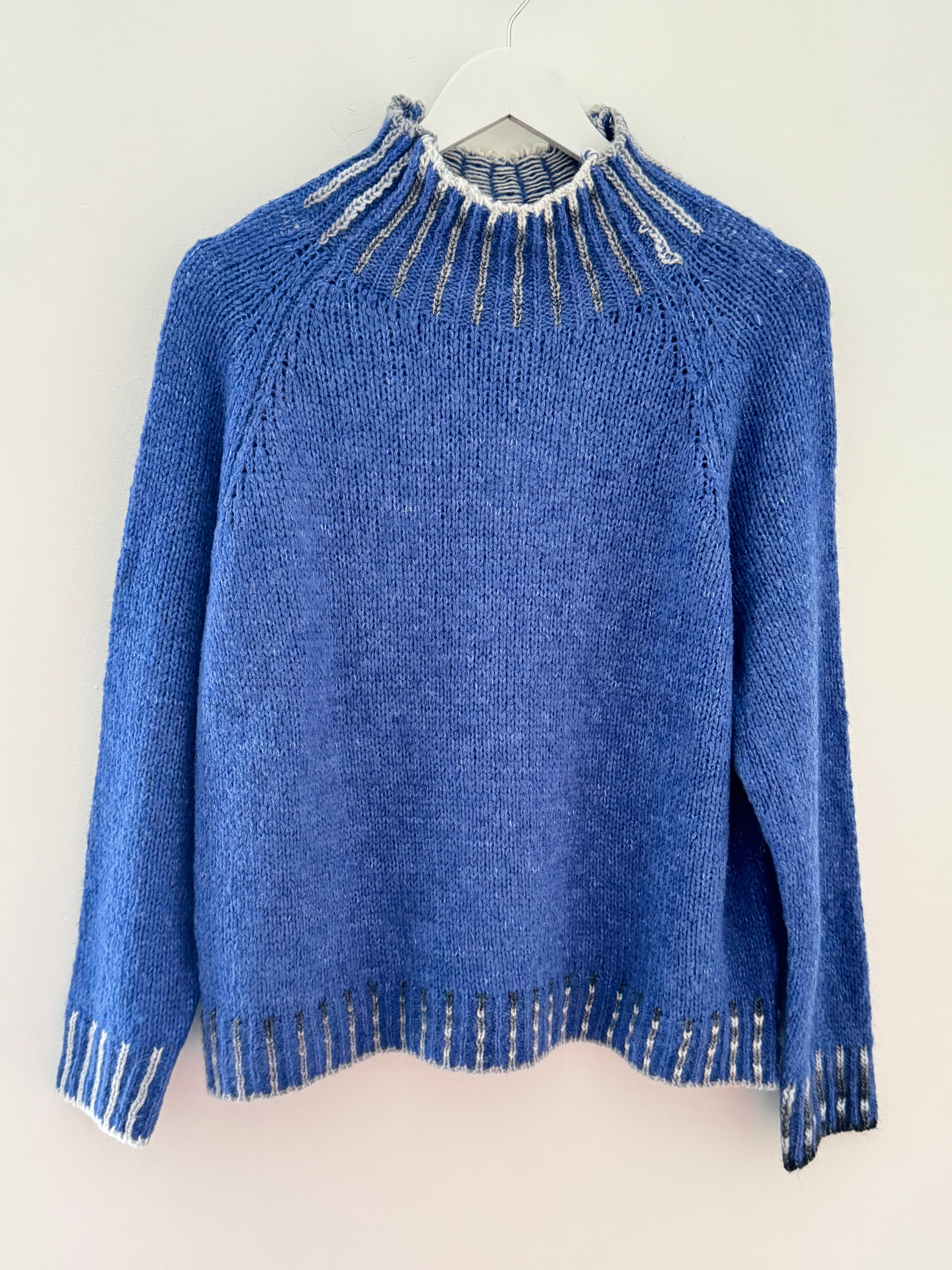 Stunning Funnel Neck Jumper in Blue
